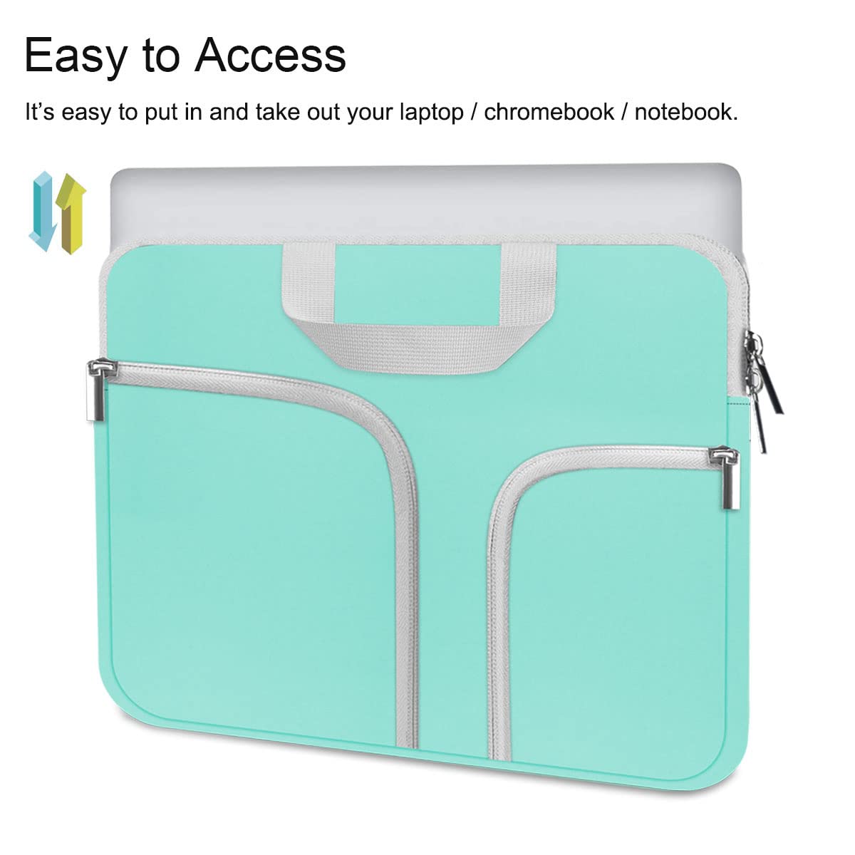 HESTECH 11.6-12.4 Inch Chromebook Case - Protective Laptop Sleeve Compatible with Acer R11, HP Stream, Samsung, Surface Go, MacBook Air/Pro M1 M2 - Mint Green - Perfect for School, Work & Travel