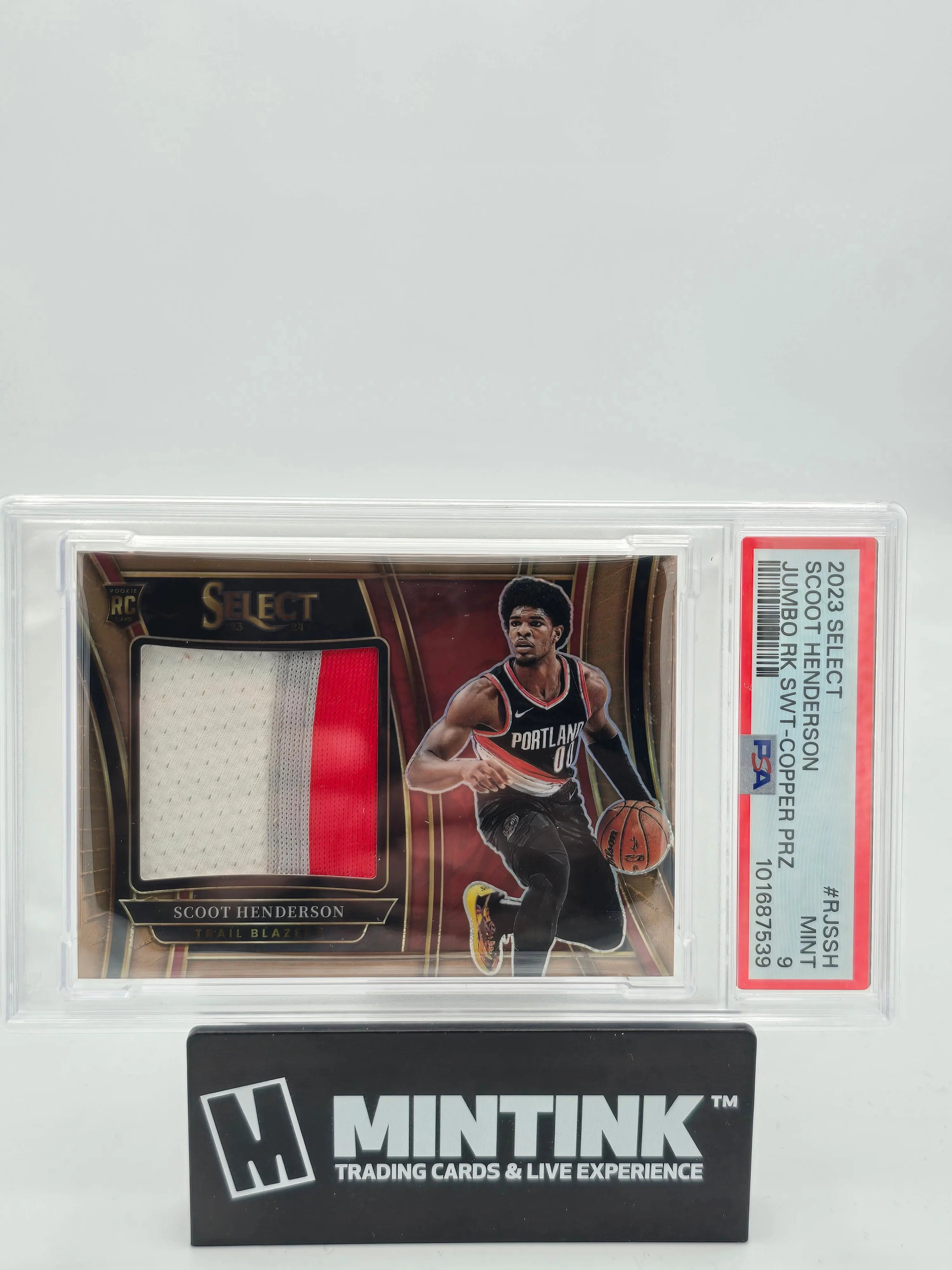 2023 Panini Select Jumbo Rookie Swatches Scoot Henderson Copper Prizm PSA 9 /49 - Rare Basketball Trading Card for Collectors & Investors - Perfect for Display, Gifts, and Sports Memorabilia Collections