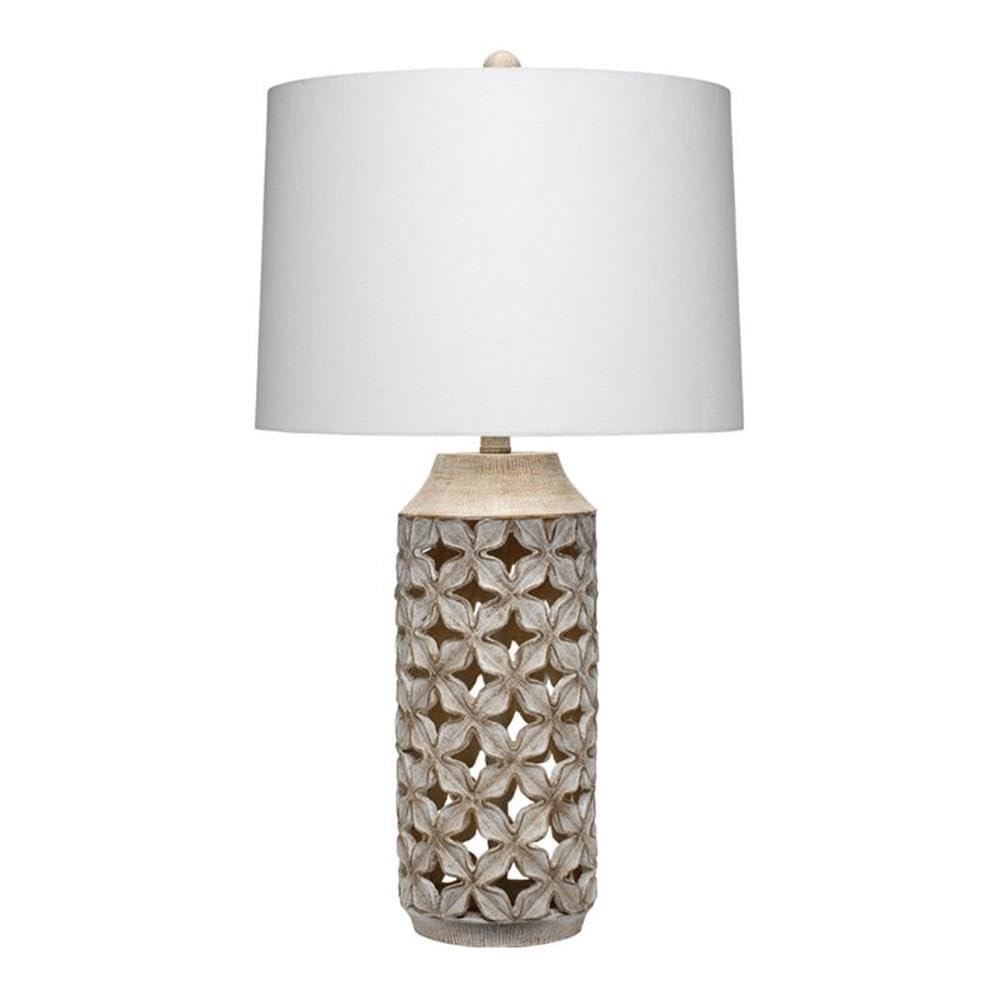 Handmade Brown and White Washed Traditional Resin & Linen Table Lamp - Perfect for Bedroom Nightstand, Living Room End Table, or Office Desk Decor