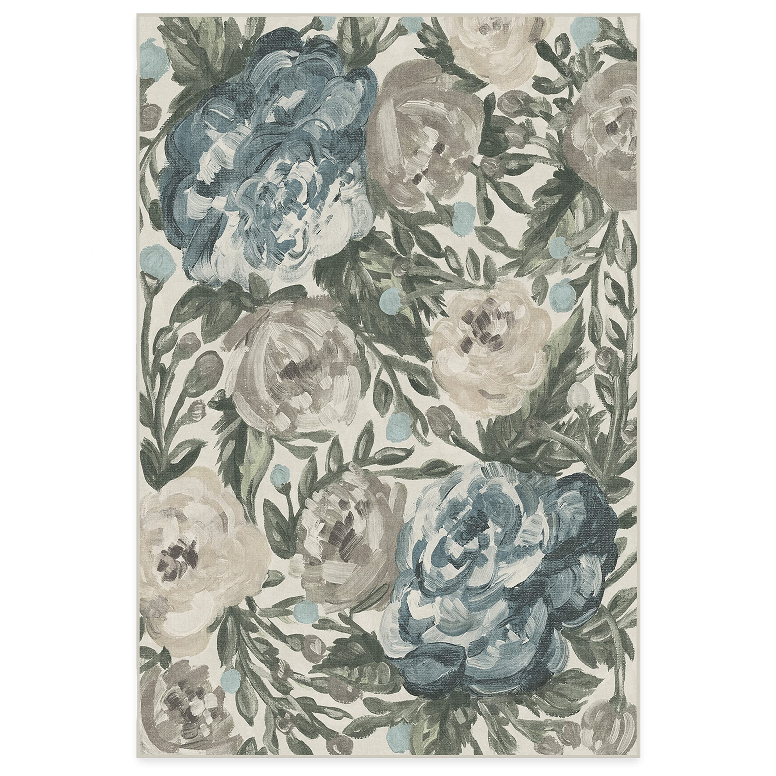 Washable 6x9 Area Rug by Ruggable - Camellia Jade Non-Slip Rug for Living Room, Bedroom, Kitchen | Premium Indoor Floor Mat with Gripper Pad for Home, Office & Classroom Decor
