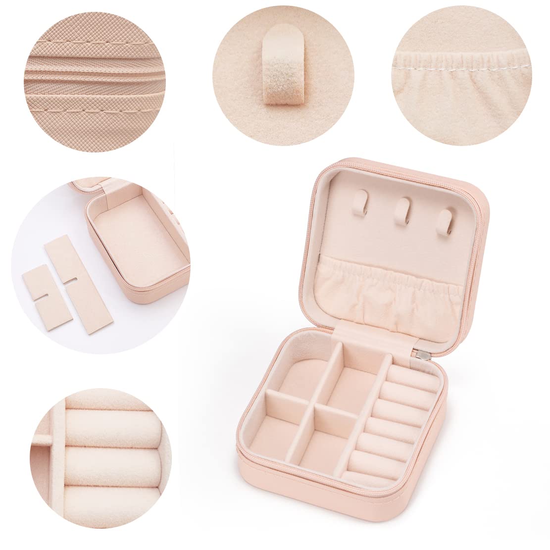 Mini Jewelry Travel Case - Small Jewelry Organizer Box for Rings, Earrings, Necklaces & Bracelets | Portable PU Leather Jewelry Storage Holder | Perfect Travel Accessory & Gift for Women & Girls (Pink) | Great for Vacation, Business Trips & Daily Organization