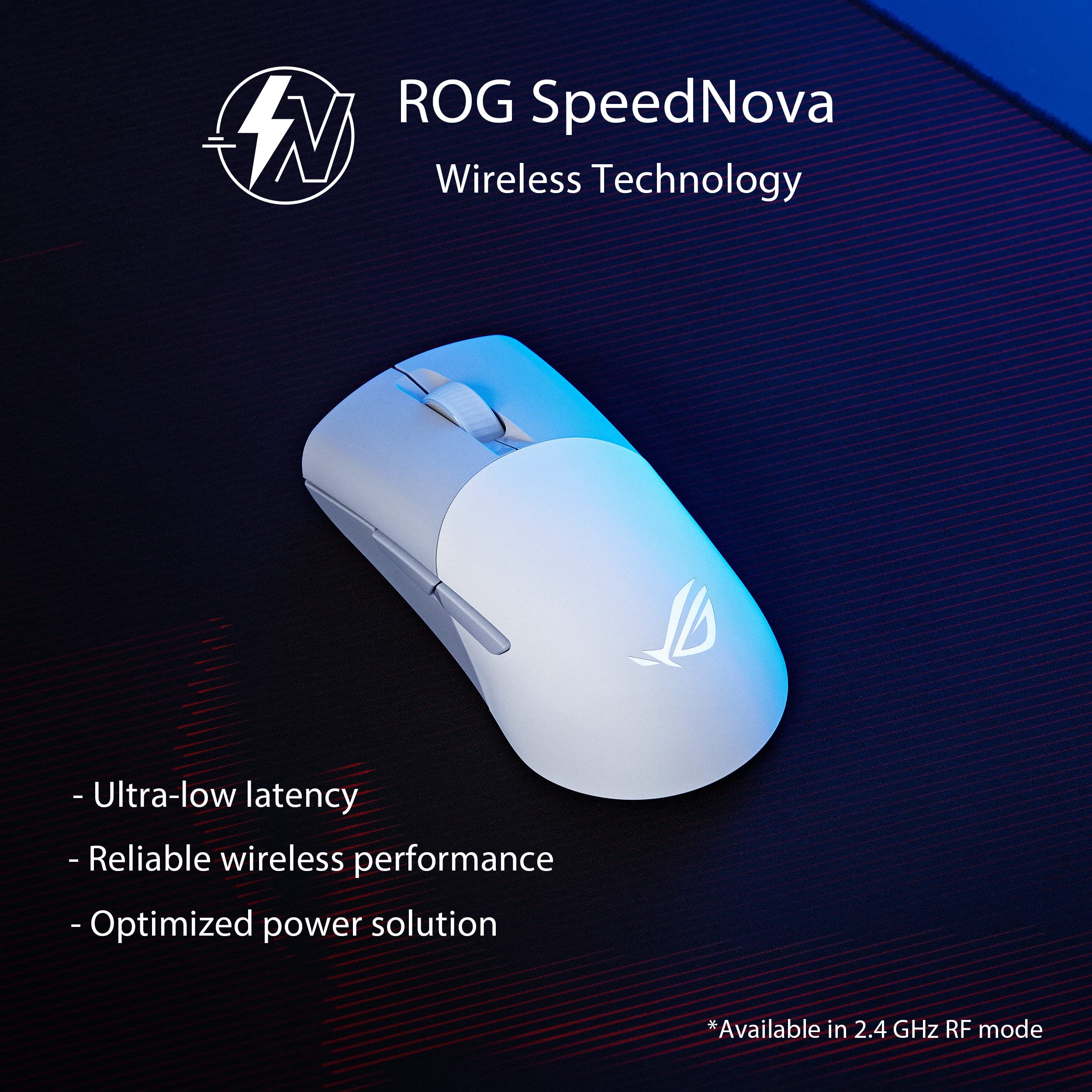 ASUS ROG Keris Wireless AimPoint Gaming Mouse - Tri-Mode Connectivity, 36000 DPI Optical Sensor, 5 Programmable Buttons, ROG SpeedNova Technology, Replaceable Switches, Paracord Cable (White) | Perfect for FPS, MOBA & Esports Gaming, Office Work & Professional Use