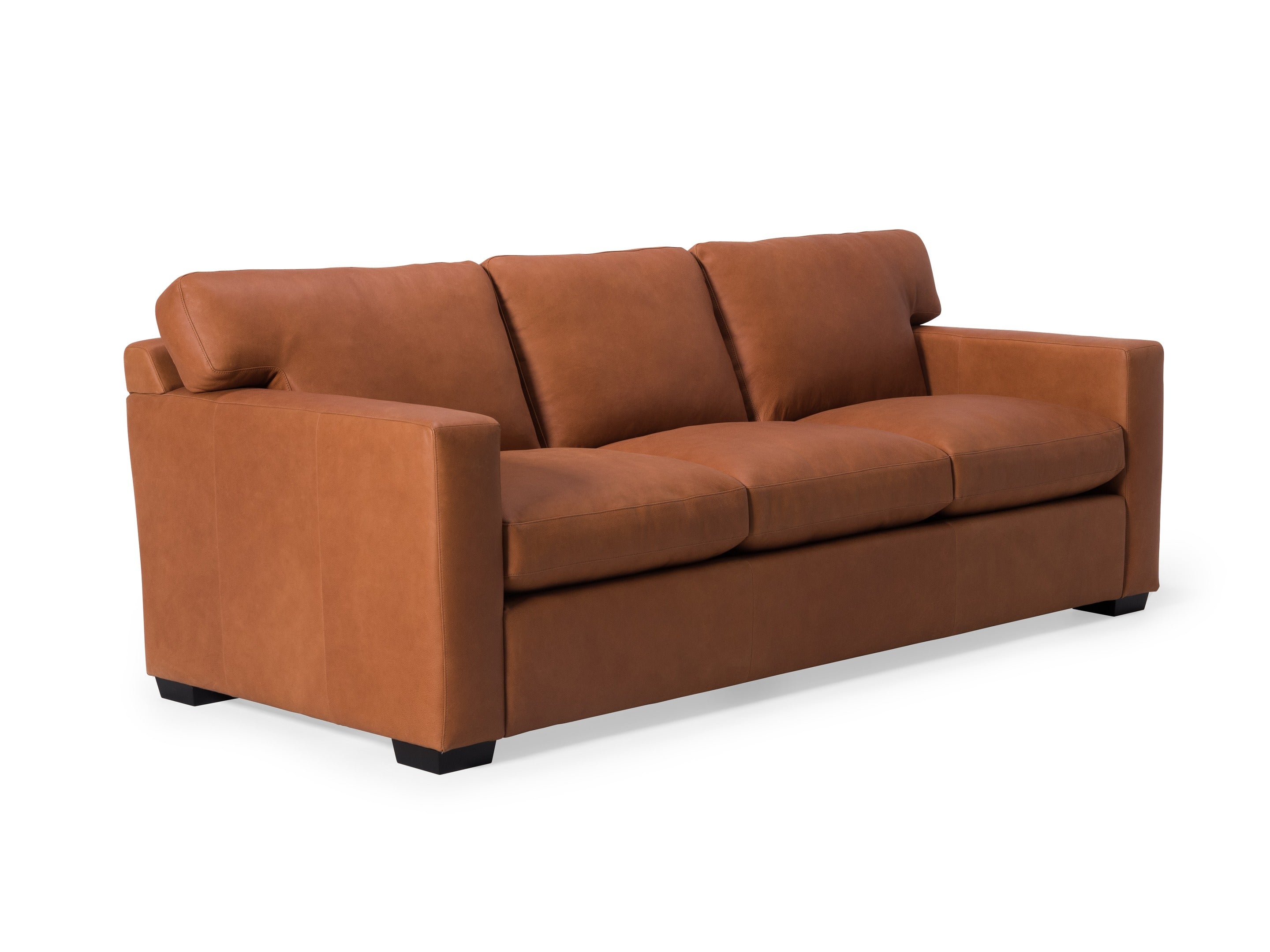 Modern Leather Sofa with Down Seating - Premium Comfort for Living Room, Office & Lounge - Soft Genuine Leather Couch with Plush Cushions