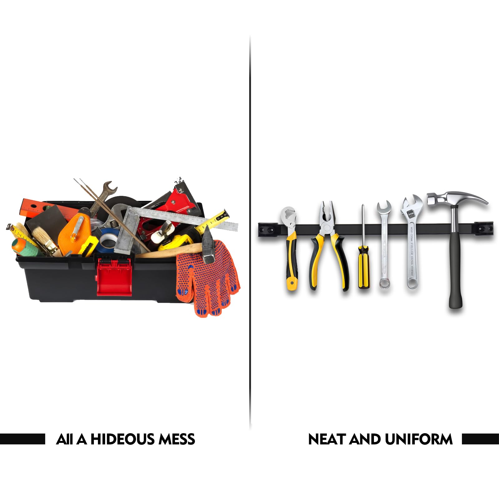 Magnetic Tool Holder with PVC Coated Strip for Garage, Shop & Workplace Organization - Ideal for Tool Storage, Workshop, and DIY Projects