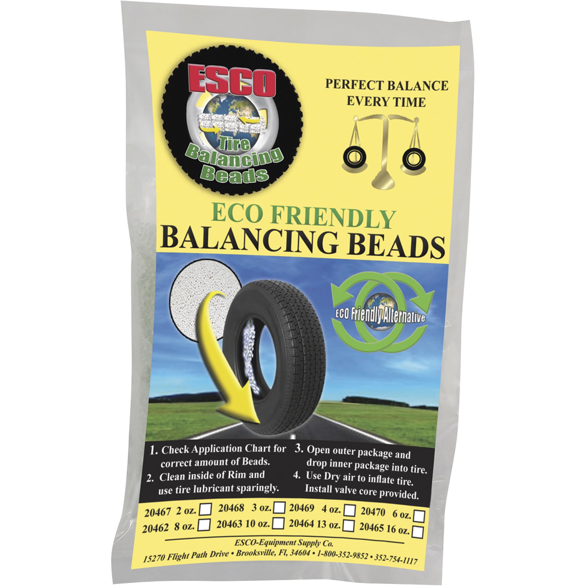 ESCO Balancing Beads - 24 Pack of 13-Oz Bags (Model 20464) for Tire Balancing - Perfect for Trucks, Trailers & Off-Road Vehicles