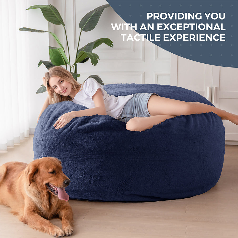 MAXYOYO Giant Faux Fur Bean Bag Chair - Convertible to Floor Mattress Bed | Dark Grey | Ultra Soft Lounge Chair for Living Room, Bedroom & Dorm | Perfect for Relaxing, Gaming & Sleepovers