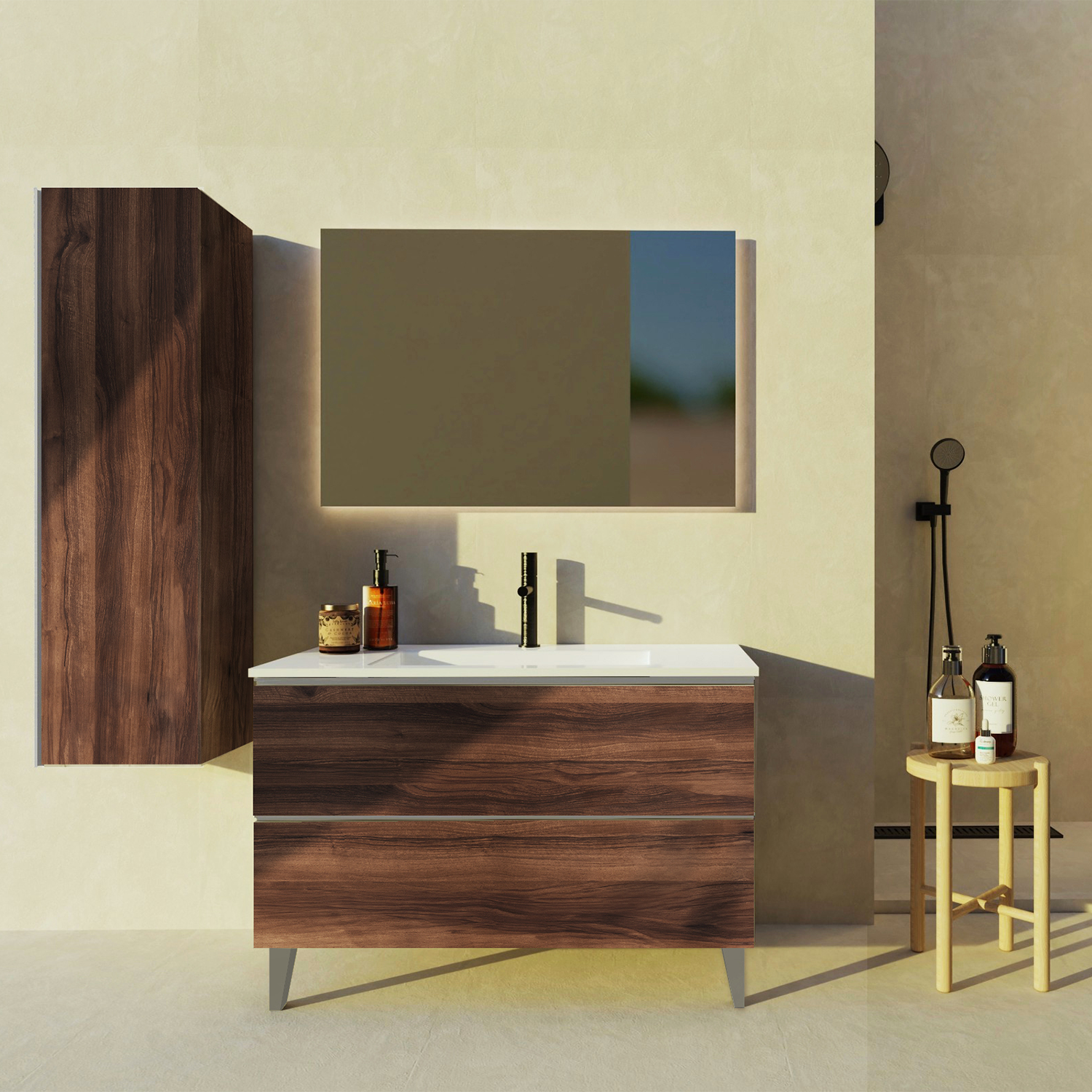Granada Single Vanity with 2 Drawers and Basin - Modern Bathroom Sink Cabinet for Small Spaces, Perfect for Apartments and Powder Rooms