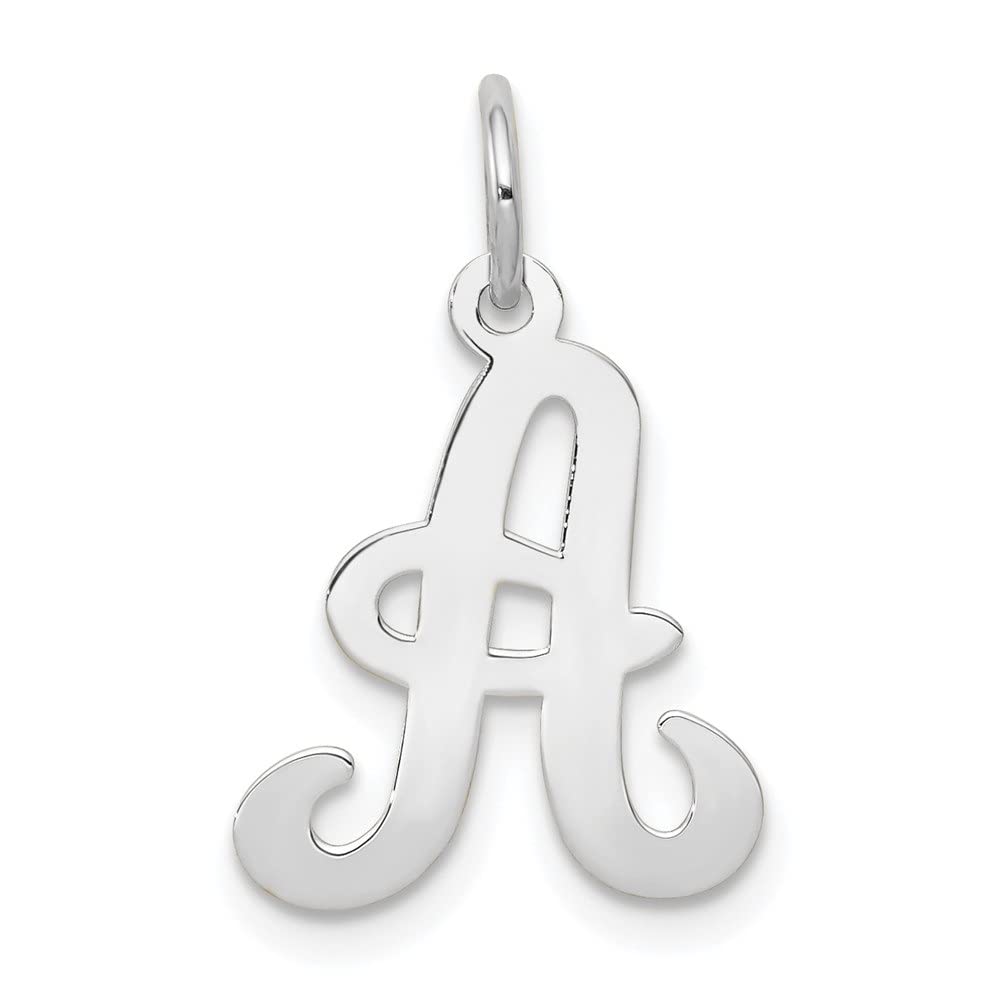 14K White Gold Script Letter Alphabet Initial Charm Pendant Necklace - Personalized Name Jewelry for Women - Perfect for Birthdays, Anniversaries & Gifts