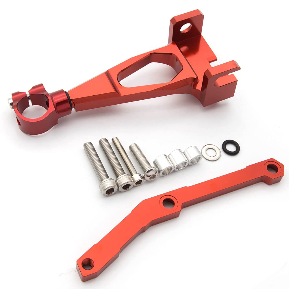 Adjustable Motorcycle Steering Damper Stabilizer - Safety Control Kit with Mounting Bracket for Yamaha MT-09 FZ09 (2013-2020) | Red | Improves Handling & Reduces Wobble at High Speeds
