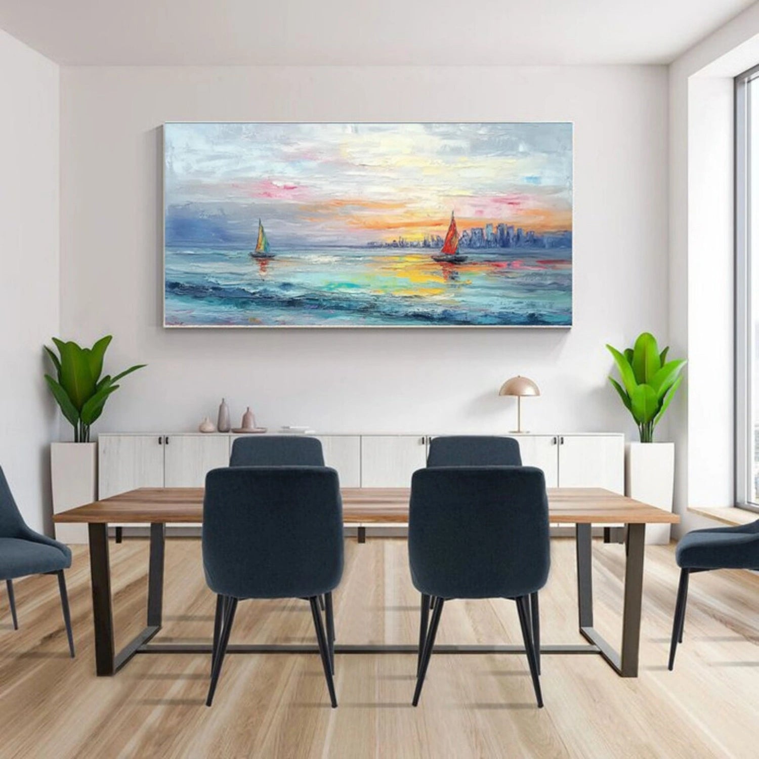 Ocean and Sky Painting #OS 224 - Handmade Canvas Wall Art for Home & Office Decor - Perfect for Living Room, Bedroom, or Office Wall Decoration