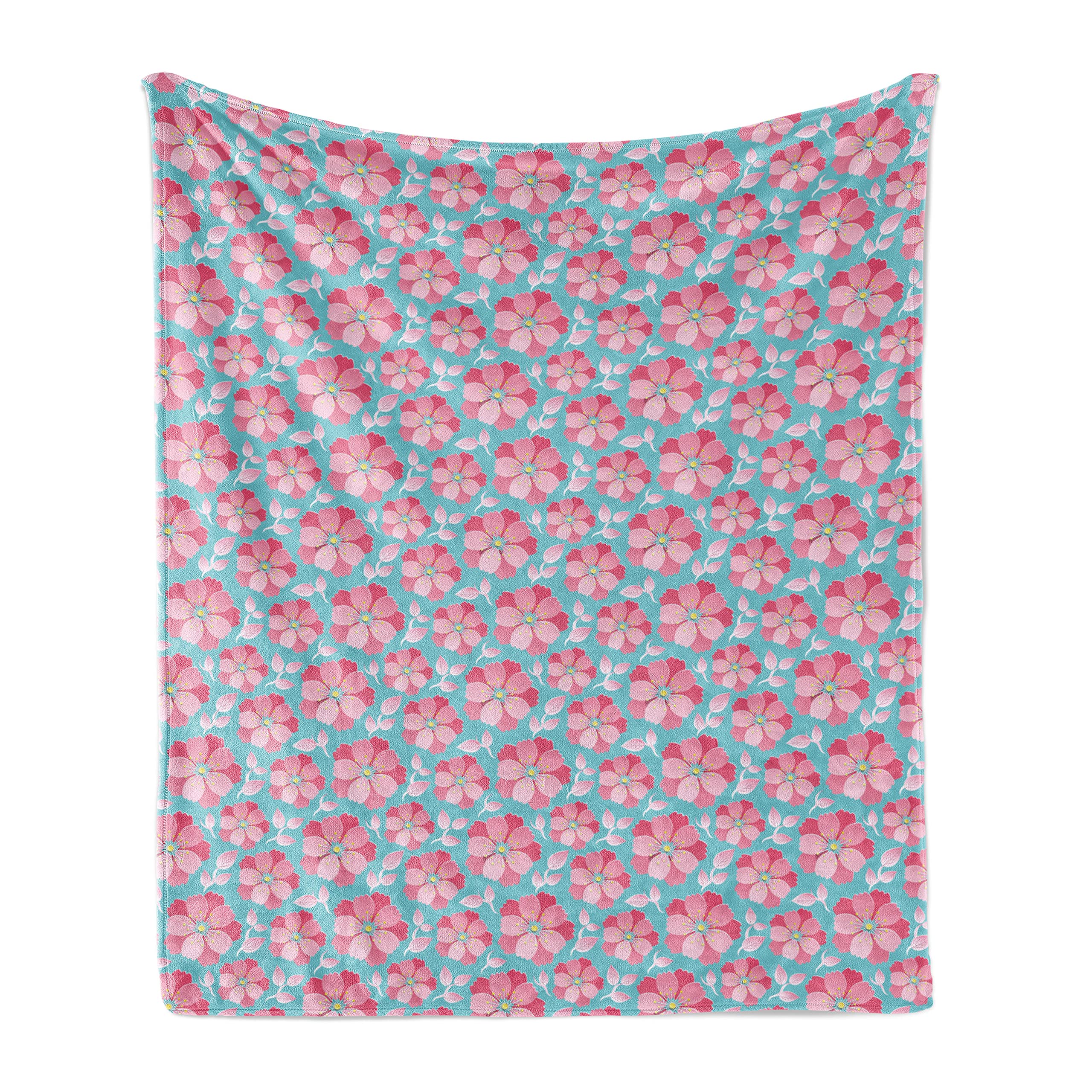 Ambesonne Flannel Fleece Throw Blanket - Soft Abstract Petals & Leaves Design, 50