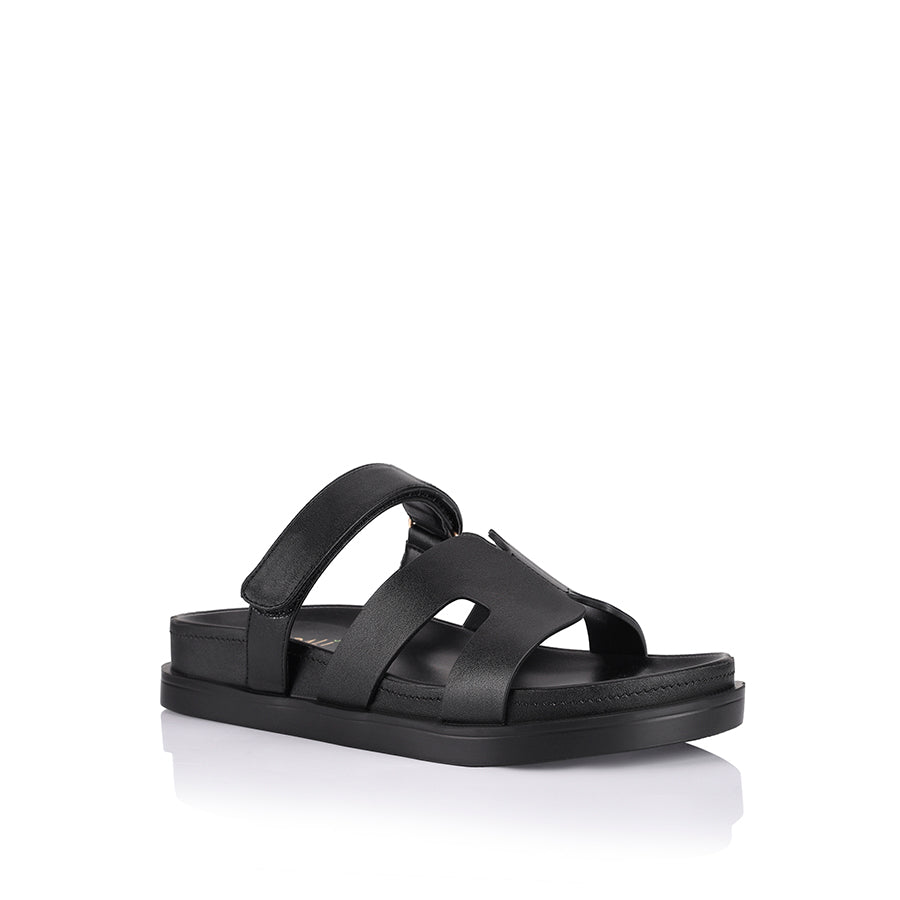 Oswald Comfortable Footbed Slides for Men & Women - Black | Soft Arch Support Slippers for Home, Beach, and Poolside Relaxation