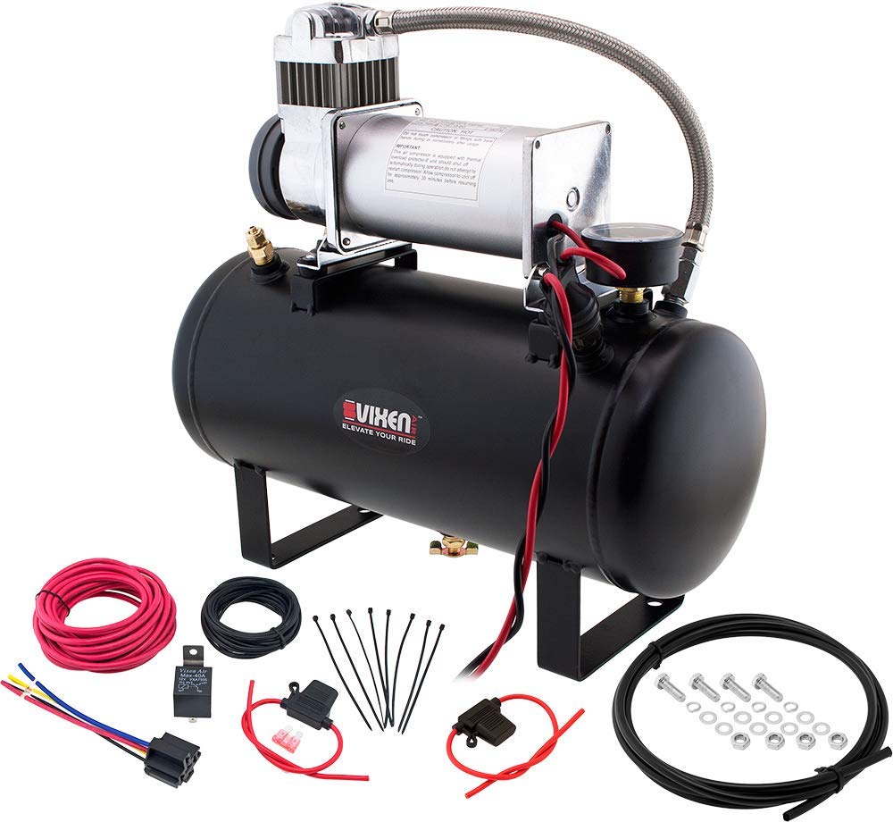 Vixen Horns 2 Gallon Air Tank & 150 PSI Compressor Kit (VXO8560) with Wiring Kit (VXK7599) Bundle - Perfect for Vehicle Air Suspension, Tire Inflation, and Off-Roading Accessories