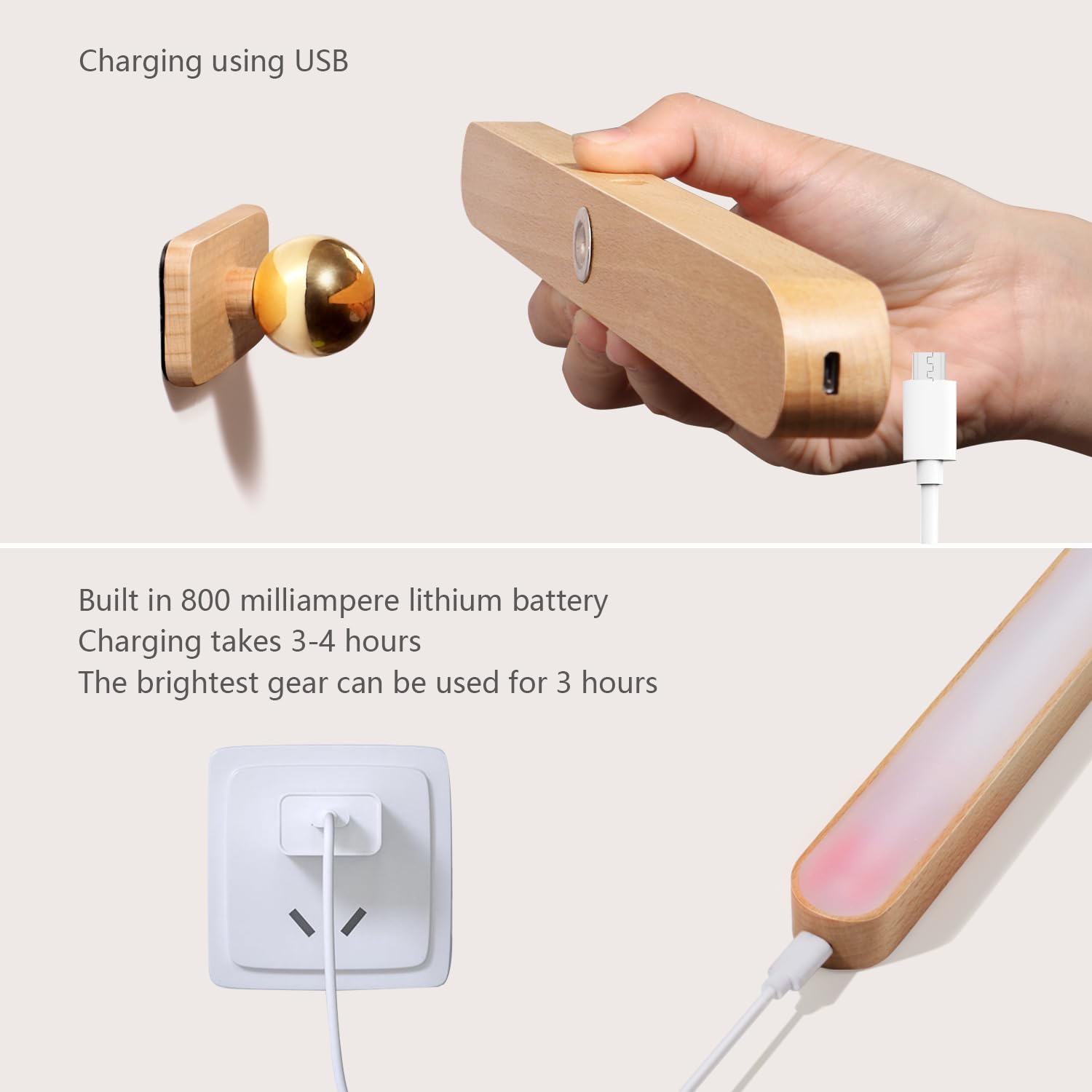 Rechargeable LED Bathroom Light Fixture - 3-Level Dimmable Touch Control Vanity Mirror Light with Magnetic Mount for Bathroom, Living Room & Bedroom | Perfect for Makeup, Shaving & Ambient Lighting
