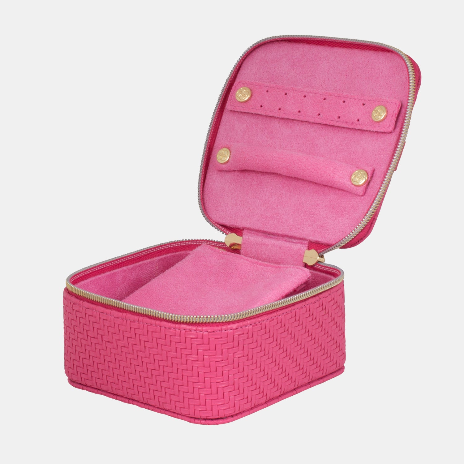 Elegant Jewelry Cube - Herringbone Raspberry Design for Necklaces & Earrings | Perfect for Gifts, Parties & Special Occasions