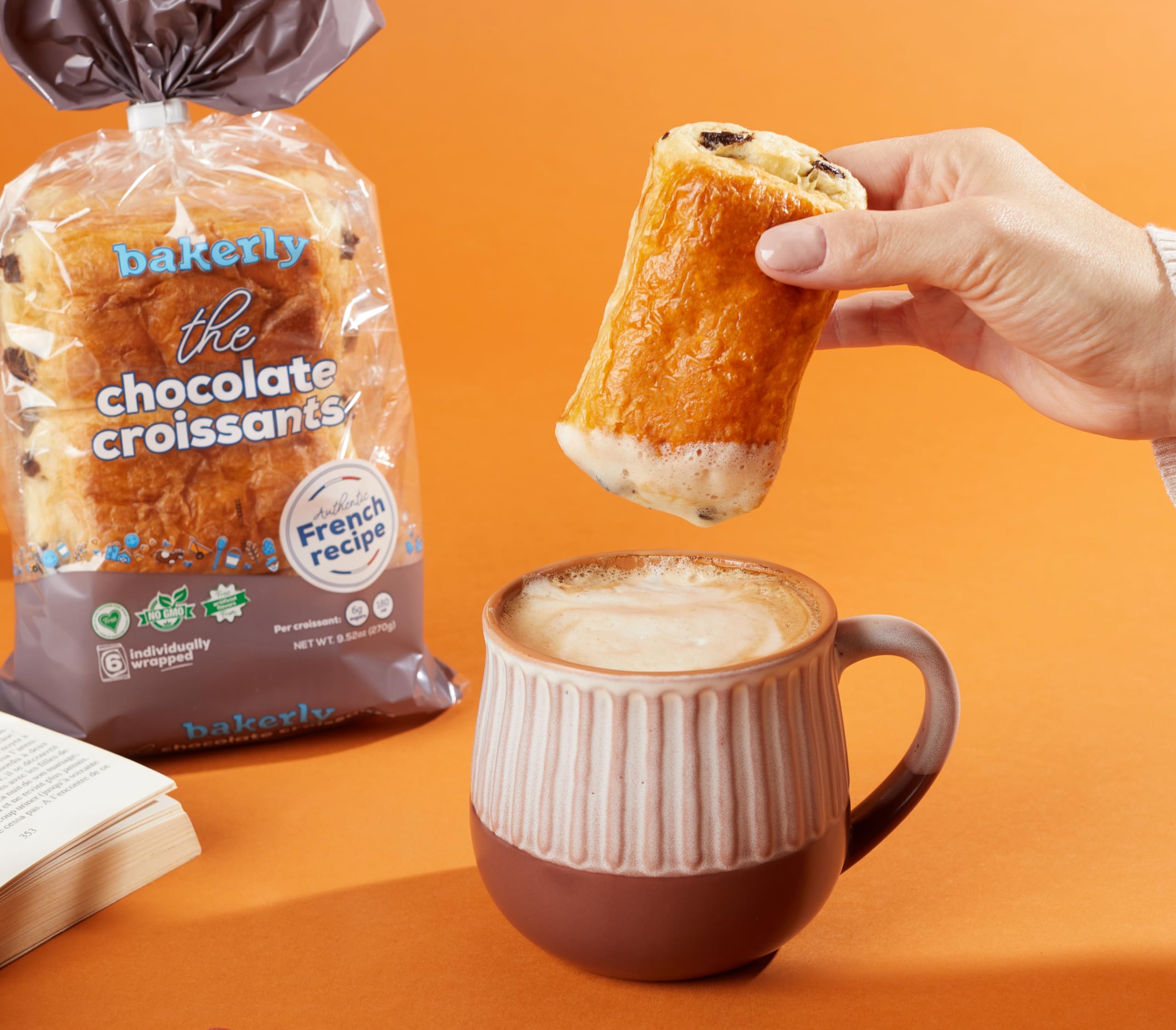 Bakerly Chocolate Croissants with Real Chocolate - Non-GMO, No Artificial Flavors or Colors - 12 Pack (2 x 6 Count) - Perfect for Breakfast, Brunch & Coffee Time