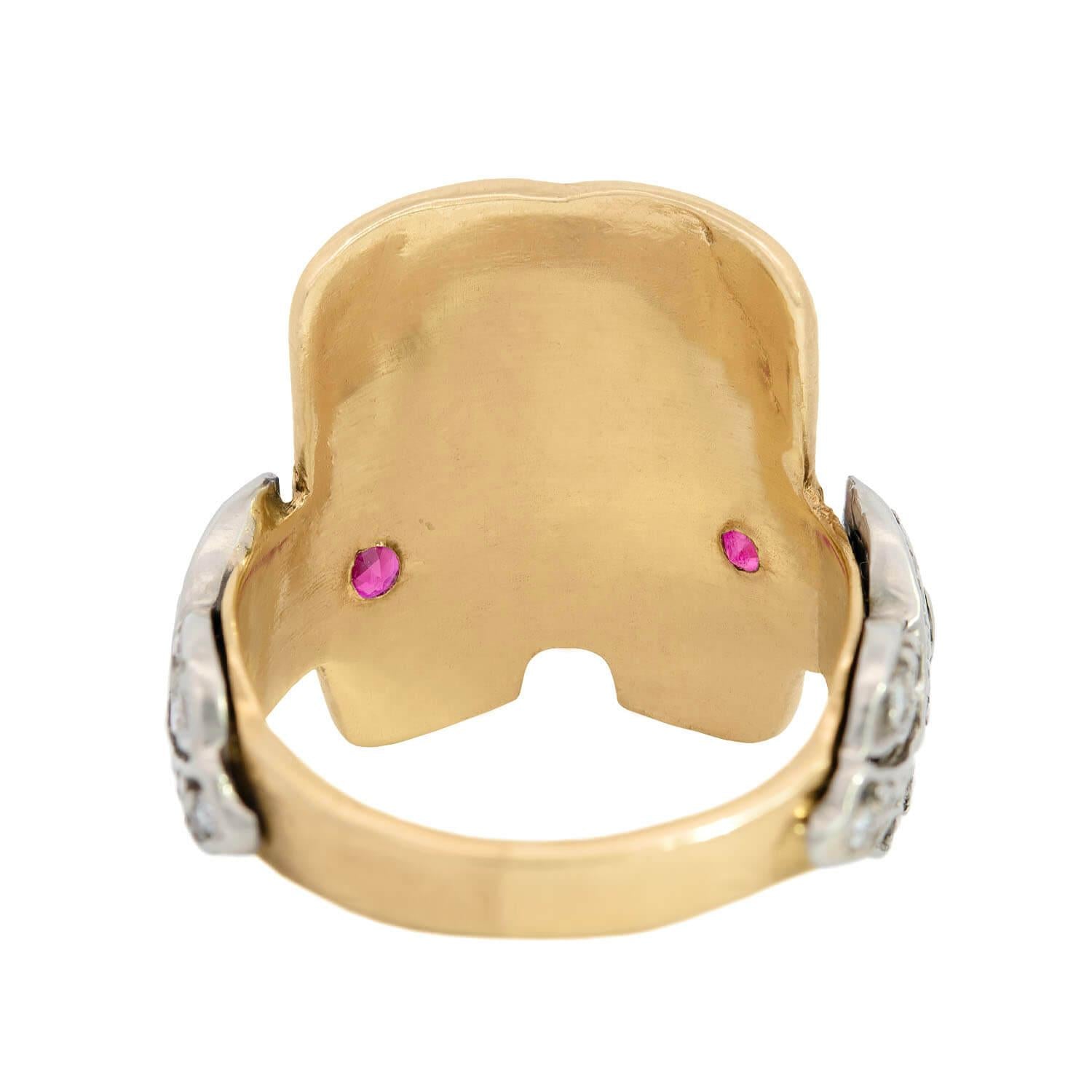 Vintage 14k Gold Mixed Metal Ruby & Diamond Saddle Ring for Women | Elegant Jewelry Gift for Anniversary, Valentine's Day & Special Occasions