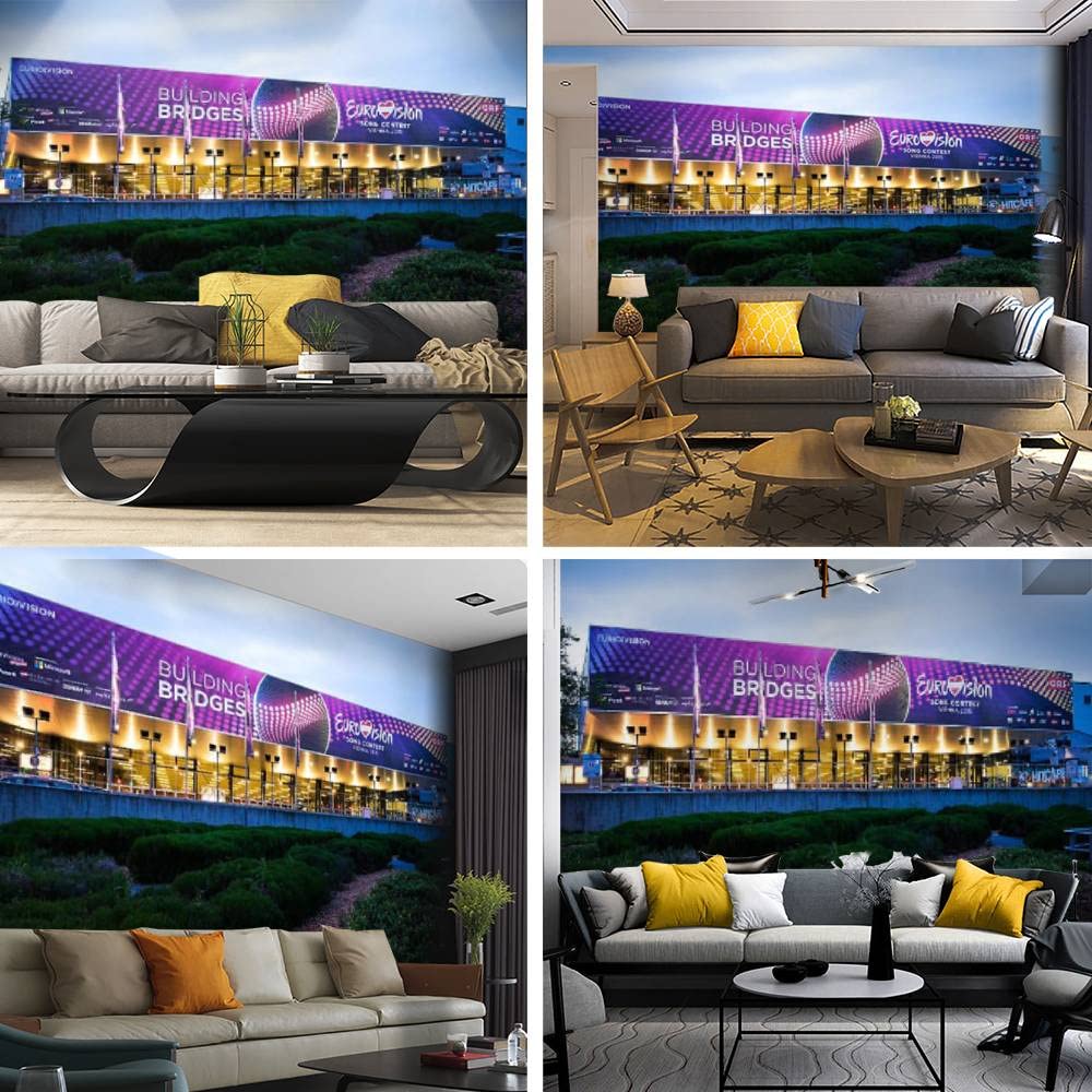 Eurovision Song Contest 2015 Vienna Theme - Self-Adhesive Peel & Stick Wallpaper Mural - Removable Wall Decal for Living Room, Bedroom Decor - Perfect for Music Fans and Eurovision Enthusiasts