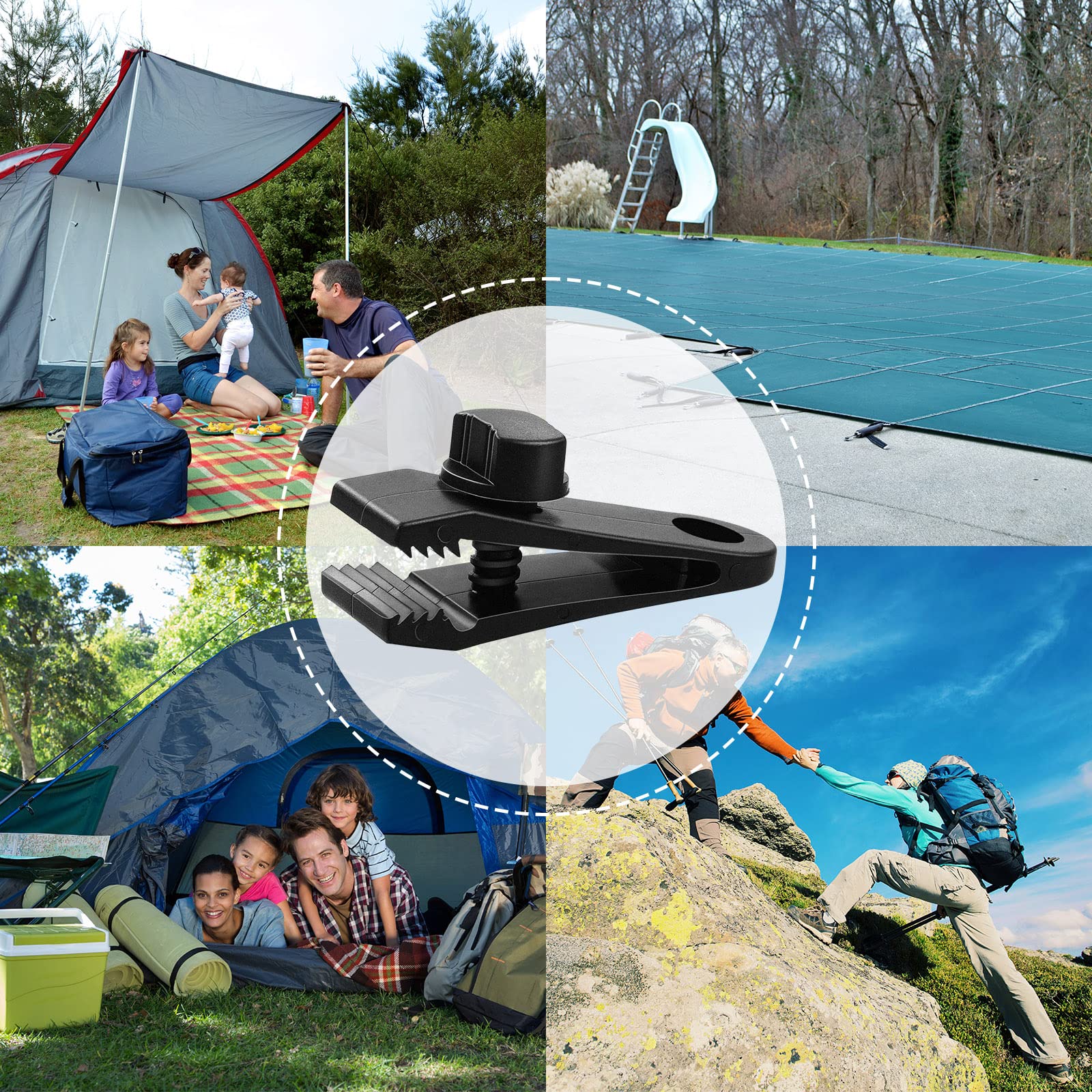 Heavy Duty Tarp Clips 60 Pack - Yalikop Thumb Screw Lock Clamps for Camping, Pool Covers, Boat & Canopy Tarps - Secure Tent, Awning, Hammock & Swimming Pool Protection - Perfect for Outdoor Adventures & Storm Protection