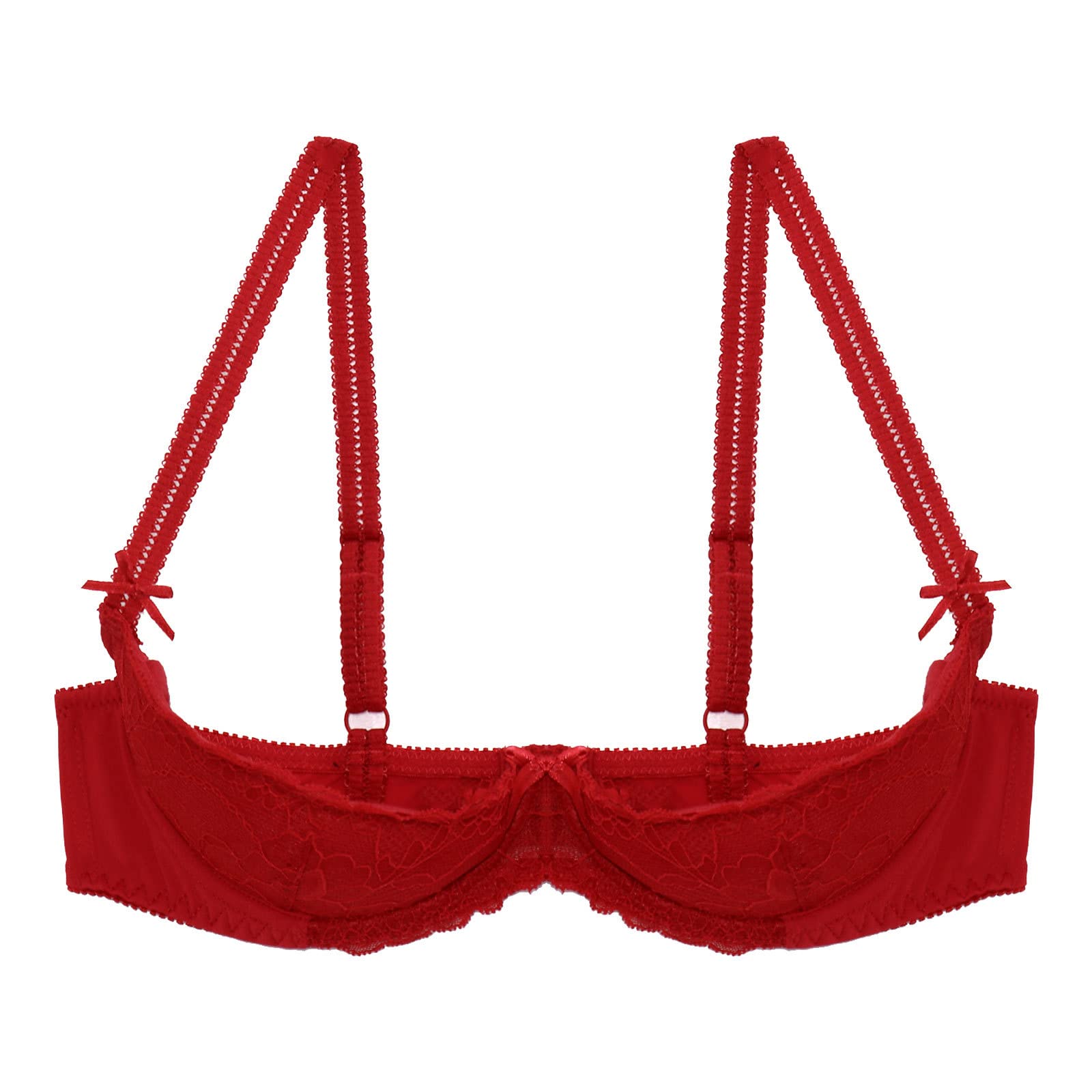 Mufeng Women's Push Up Lace Underwire Bra - 1/2 Cup Padded Lingerie with Sponge Support for Comfort & Lift | Perfect for Everyday Wear, Date Nights & Special Occasions