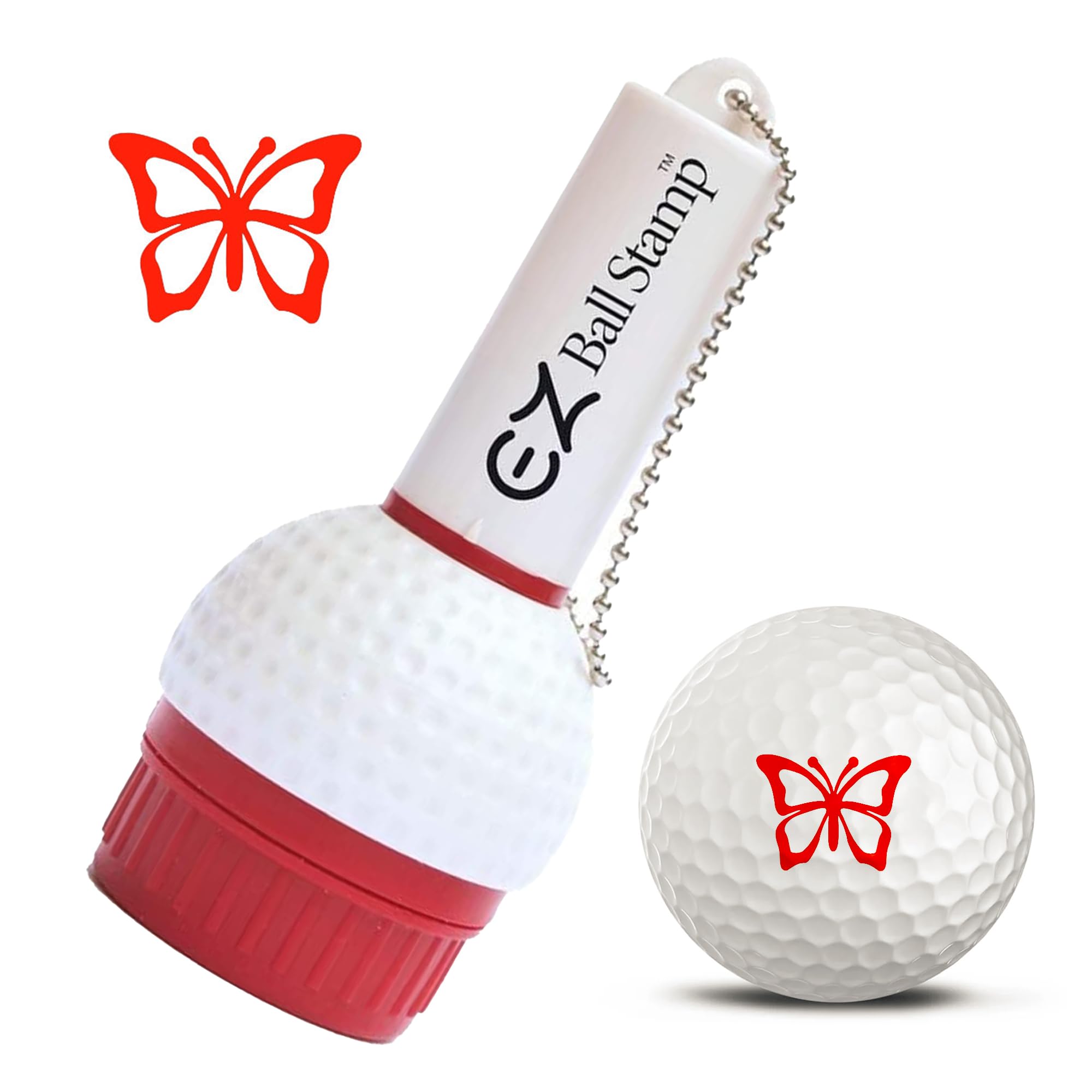 EZBallStamp Golf Ball Stamp - Red Butterfly Design for Personalizing Golf Balls | Perfect for Golf Tournaments, Gifts & Practice Sessions