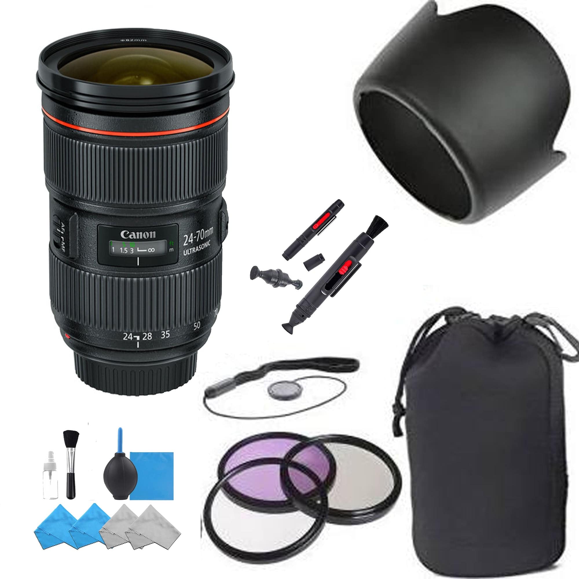 Canon EF 24-70mm f/2.8L II USM Standard Zoom Lens Kit with Lens Hood & Cleaning Kit - Professional Photography for Portraits, Weddings & Travel