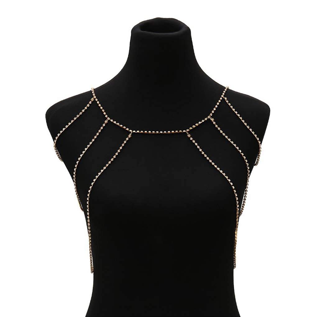 Olbye Gold Layering Shoulder Chain Necklace - Women's Sexy Body Harness Jewelry for Summer Beach, Party & Festival Outfits | Adjustable Wrap Chain for Girls and Women
