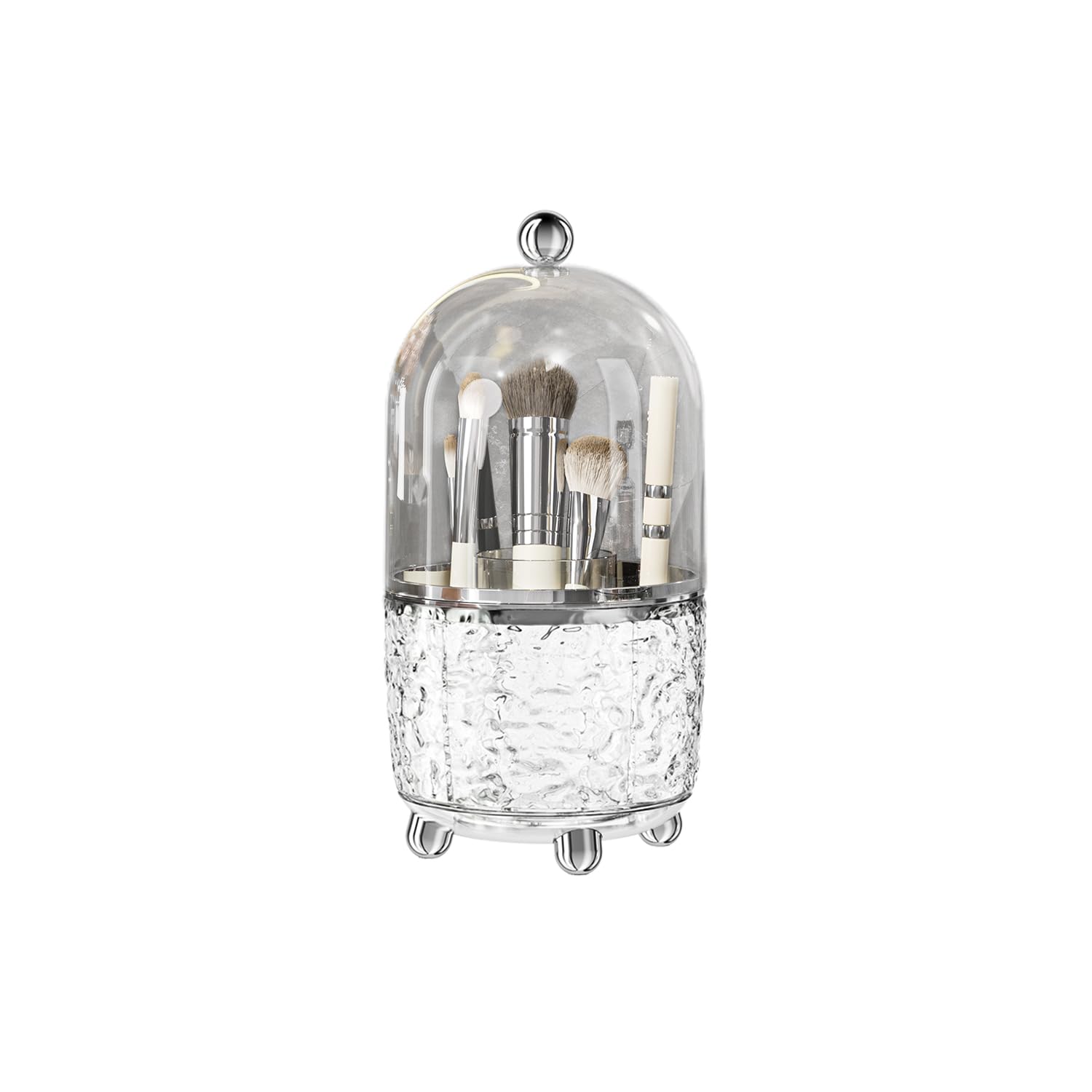360° Rotating Makeup Brush Holder with Lid - Dustproof Cosmetic Organizer for Vanity | Clear Acrylic Makeup Brush Storage | Perfect Gift for Women, Girlfriend, Wife | Great for Home, Travel & Professional Makeup Artists
