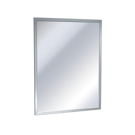 ASI 10 0600 Series 20 Plate Glass Mirror with Stainless Steel Inter Lok Angle Frame - Perfect for Bathroom, Gym, and Home Decor