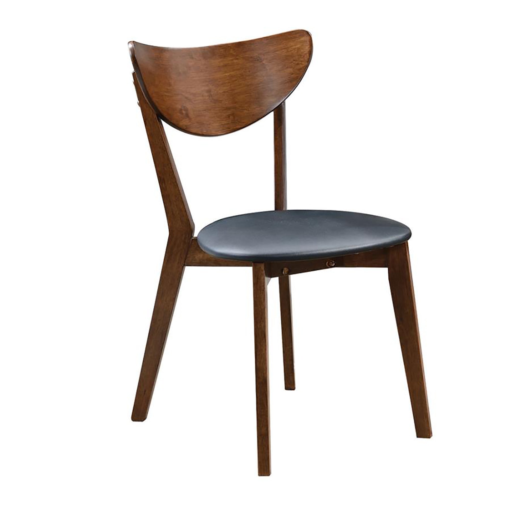 Dark Walnut & Black Open Back Side Chairs Set of 2 - Modern Dining Room Chairs for Kitchen, Breakfast Nook & Small Spaces - Sturdy Wooden Accent Chairs with Comfortable Seat