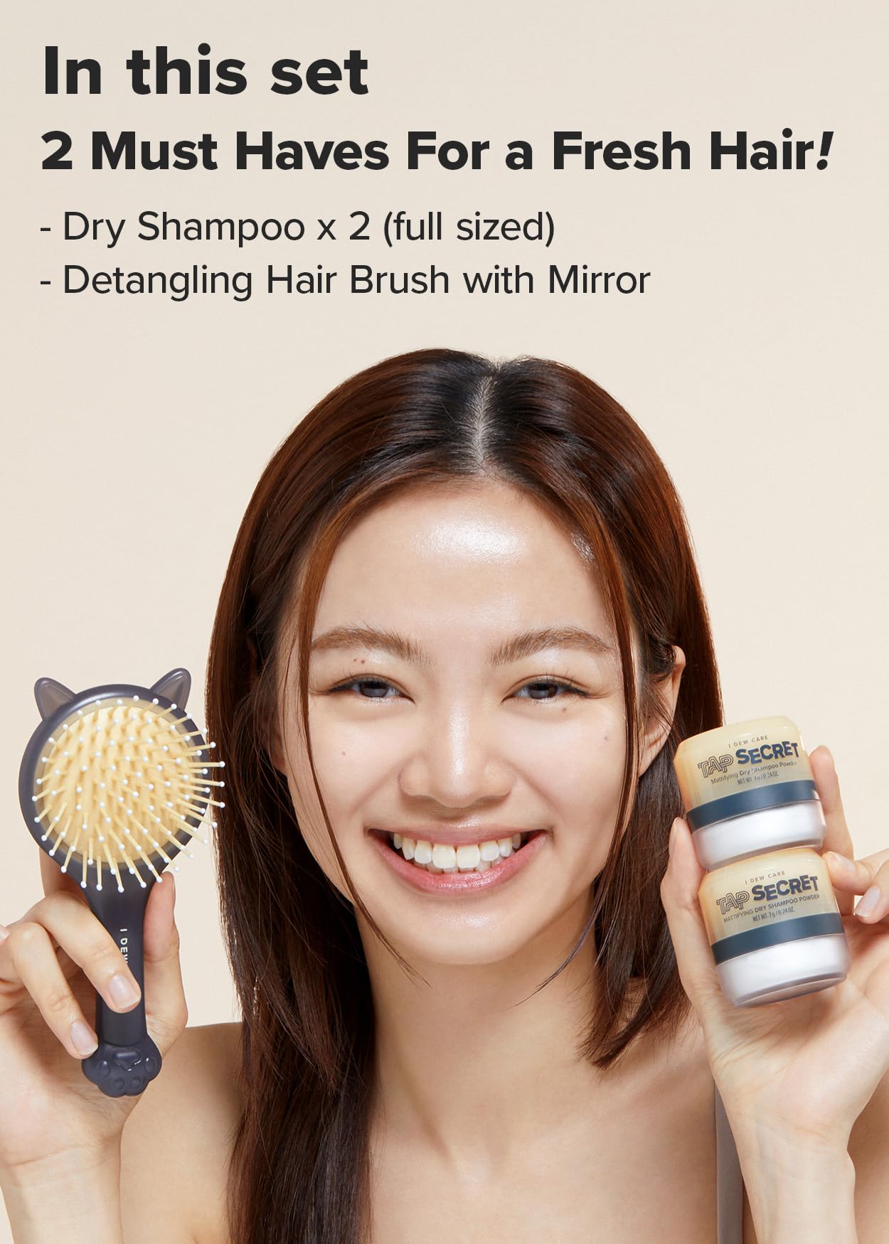I DEW CARE Dry Shampoo & Korean Skincare Set - Vitamin Glow Pack for Hair & Face Care