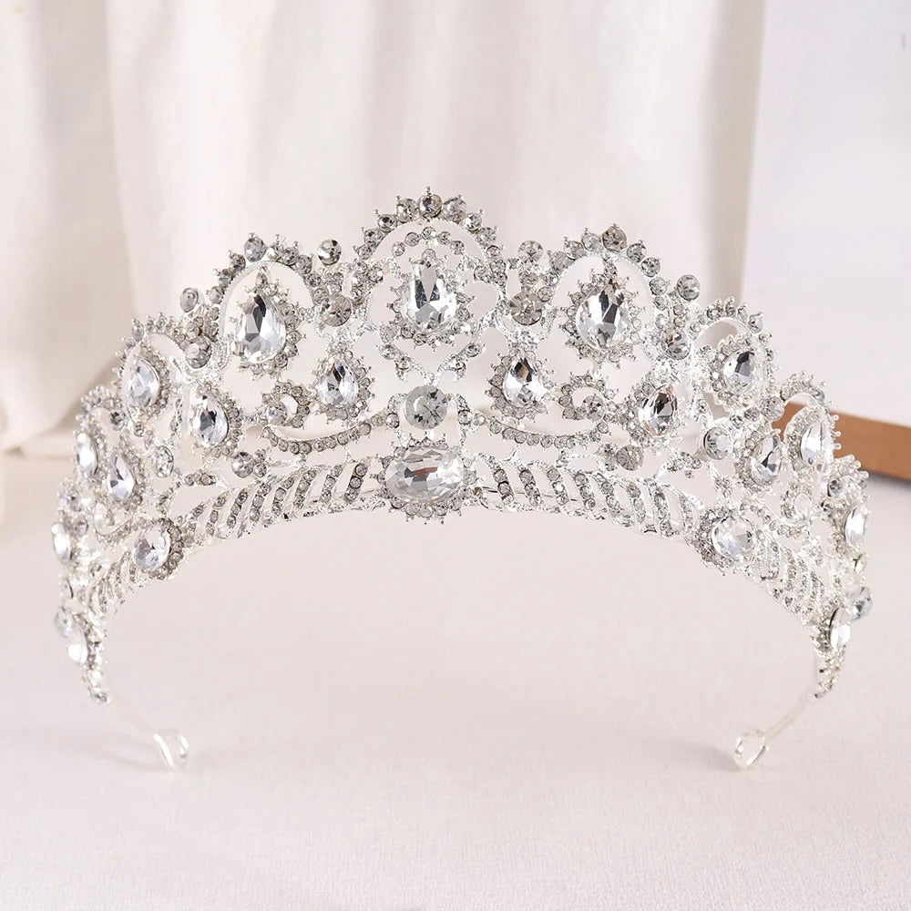 Chrysta Rhinestone Bridal Tiara - Silver, Rose Gold & Yellow Gold Wedding Crown for Bride | Perfect for Bridal Showers, Weddings & Special Occasions