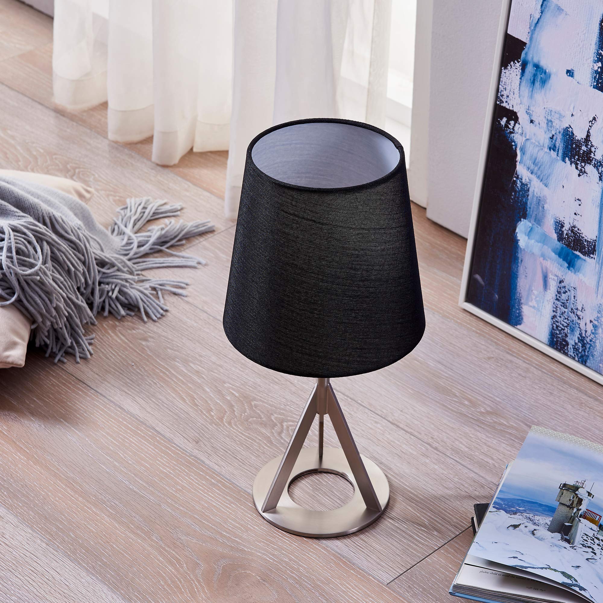 Aria Table Lamps with Nickle Brass Finish - Modern Bedside Lighting for Bedroom, Living Room & Office Decor