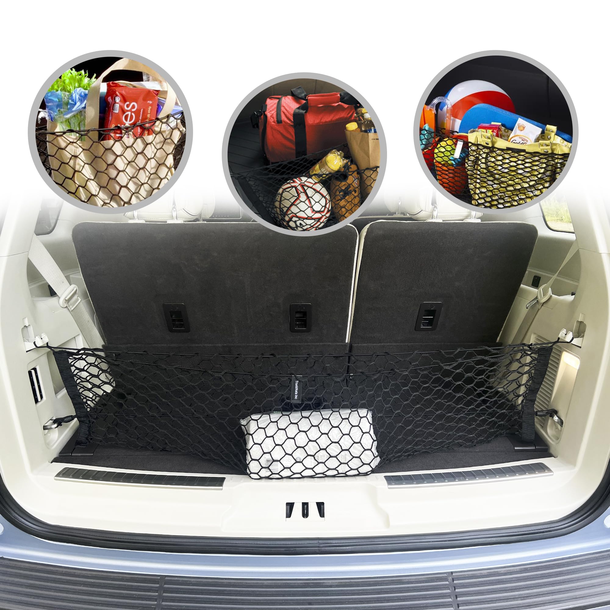 Premium Elastic Trunk Cargo Net for 2018-2025 Lincoln Navigator & Ford Expedition - Heavy Duty Envelope Style SUV Storage Organizer - Secure Luggage Mesh Net for Travel, Camping & Road Trips