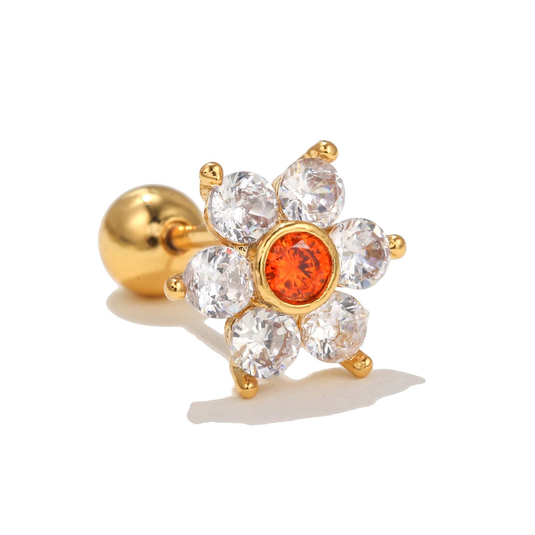 20G Cartilage Flower Stud Earrings, CZ Conch Stud Earrings, Dainty Gold Stud Earrings for Women | EGD0532 | Perfect for Everyday Wear, Parties & Gifts