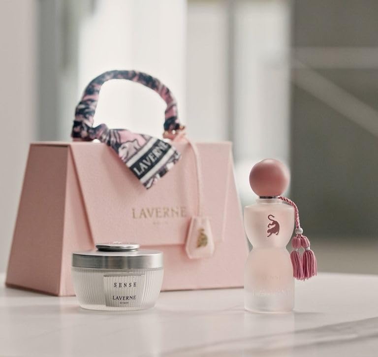Laverne Perfume Gift Set for Women - Eau de Parfum, Body Cream & Tote Bag in Pink | Luxury Fragrance Set with Travel Pouch | Perfect Birthday, Anniversary or Valentine's Day Gift