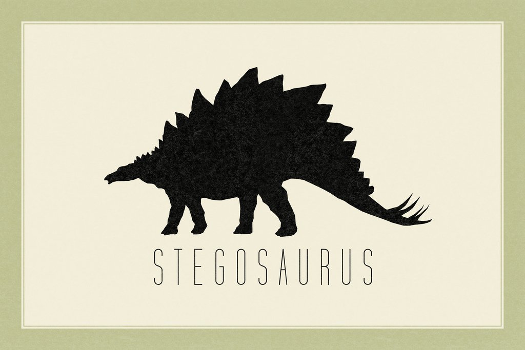 Stegosaurus Dinosaur Wall Art Print - 18x12 Inch Tan Dino Poster for Kids Room Decor, Bedroom Wall Decorations | Perfect for Nursery, Playroom & Dinosaur Themed Party Decor