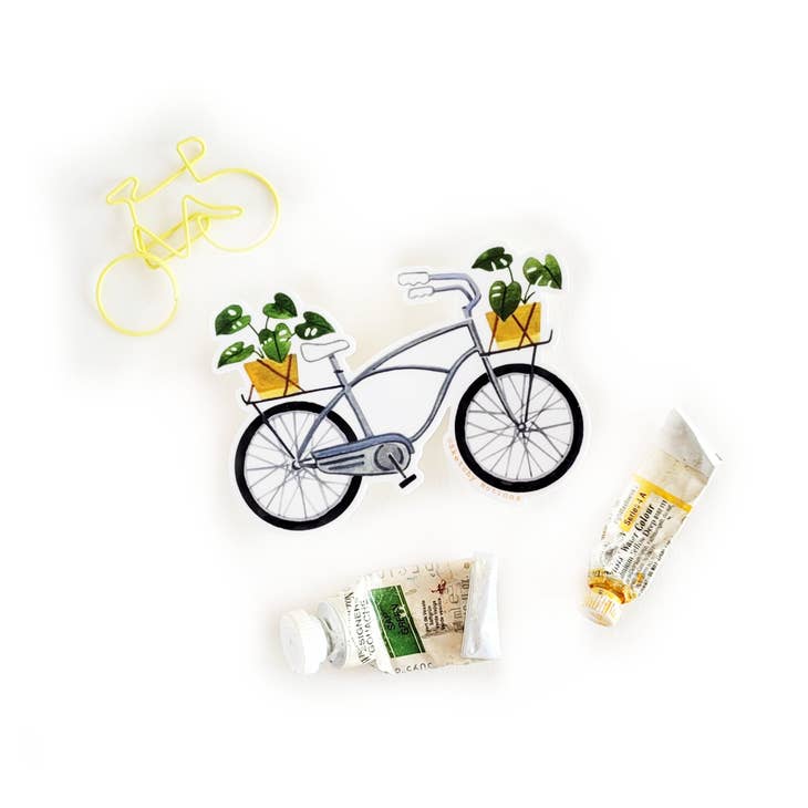 Stylish Bicycle with Tropical Monstera Leaf Sticker - Perfect for Urban Commuting & Outdoor Cycling Adventures