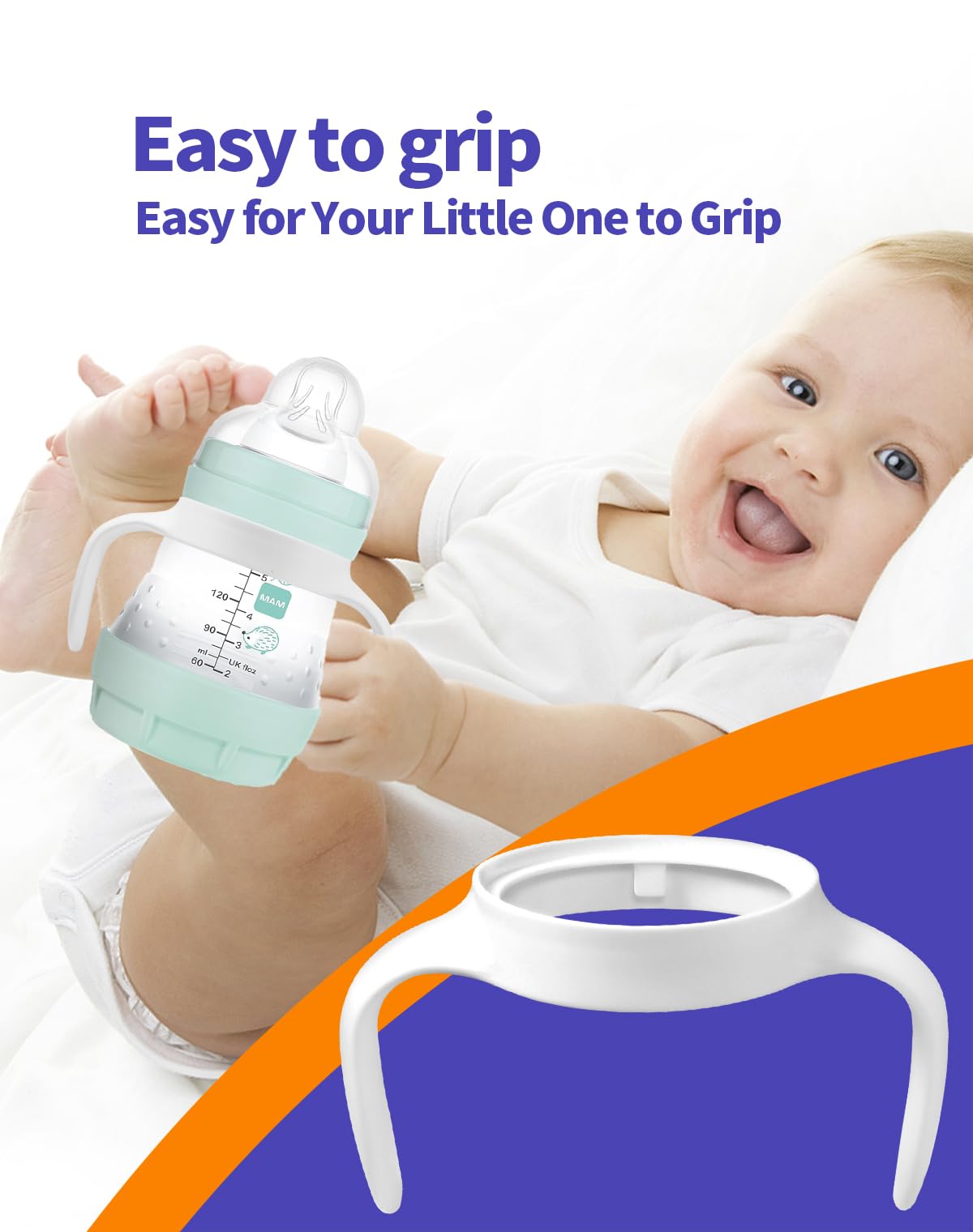 MAM Baby Bottle Handles - 2 Pack, Compatible with MAM Bottles for Newborns & Infants - Ergonomic Baby Bottle Accessories for Easy Feeding - Perfect for Travel, Daycare & Home Use
