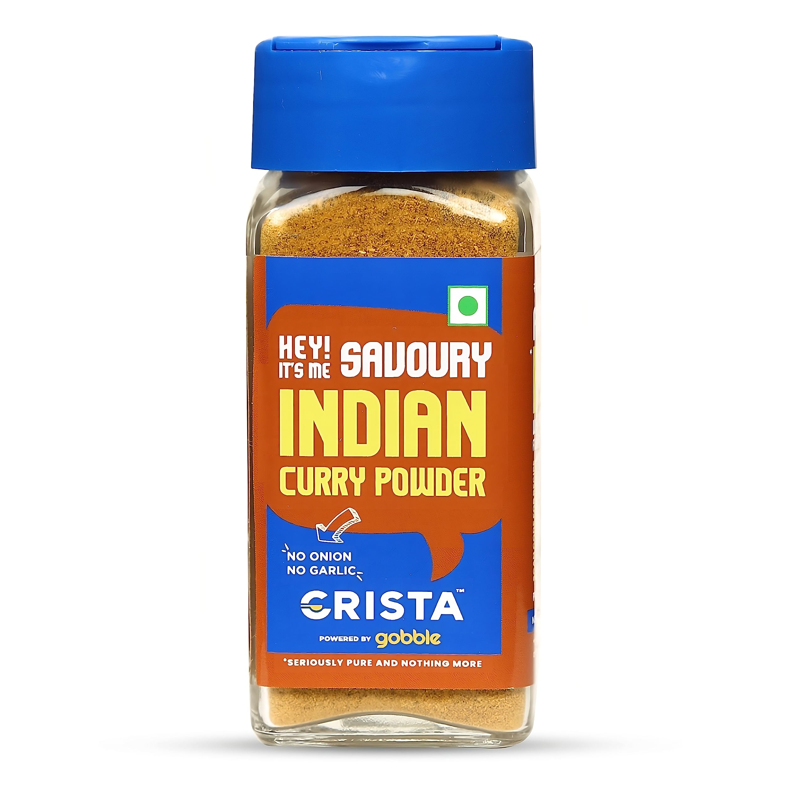 CRISTA 45g Savory Indian Curry Powder - All Natural Spice Blend | No Sugar, Onion, Garlic | Vegan, No Additives | Perfect for Vegan Dishes, Soups & Rice | Authentic Indian Flavor