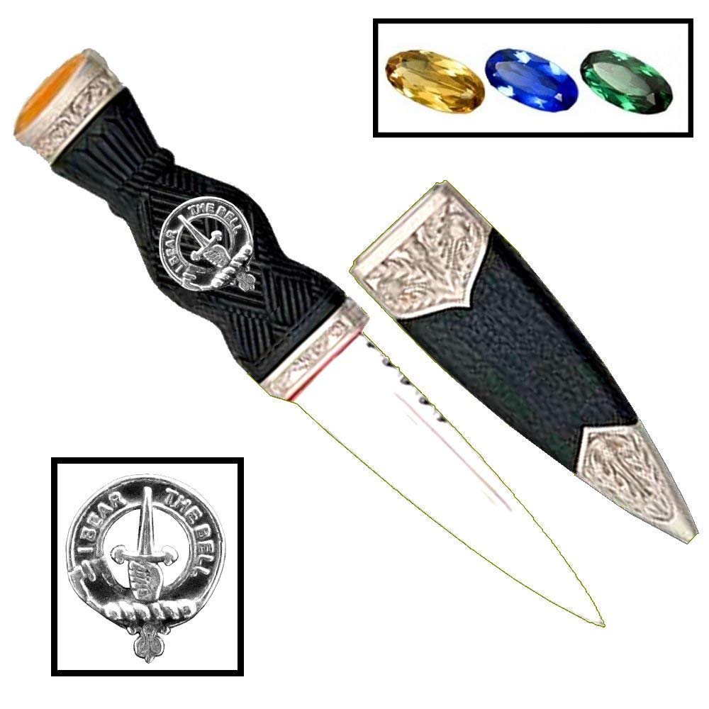 Authentic Scottish Clan Crest Sgian Dubh Knife with Bell - Perfect for Highland Dress, Weddings & Scottish Heritage Events