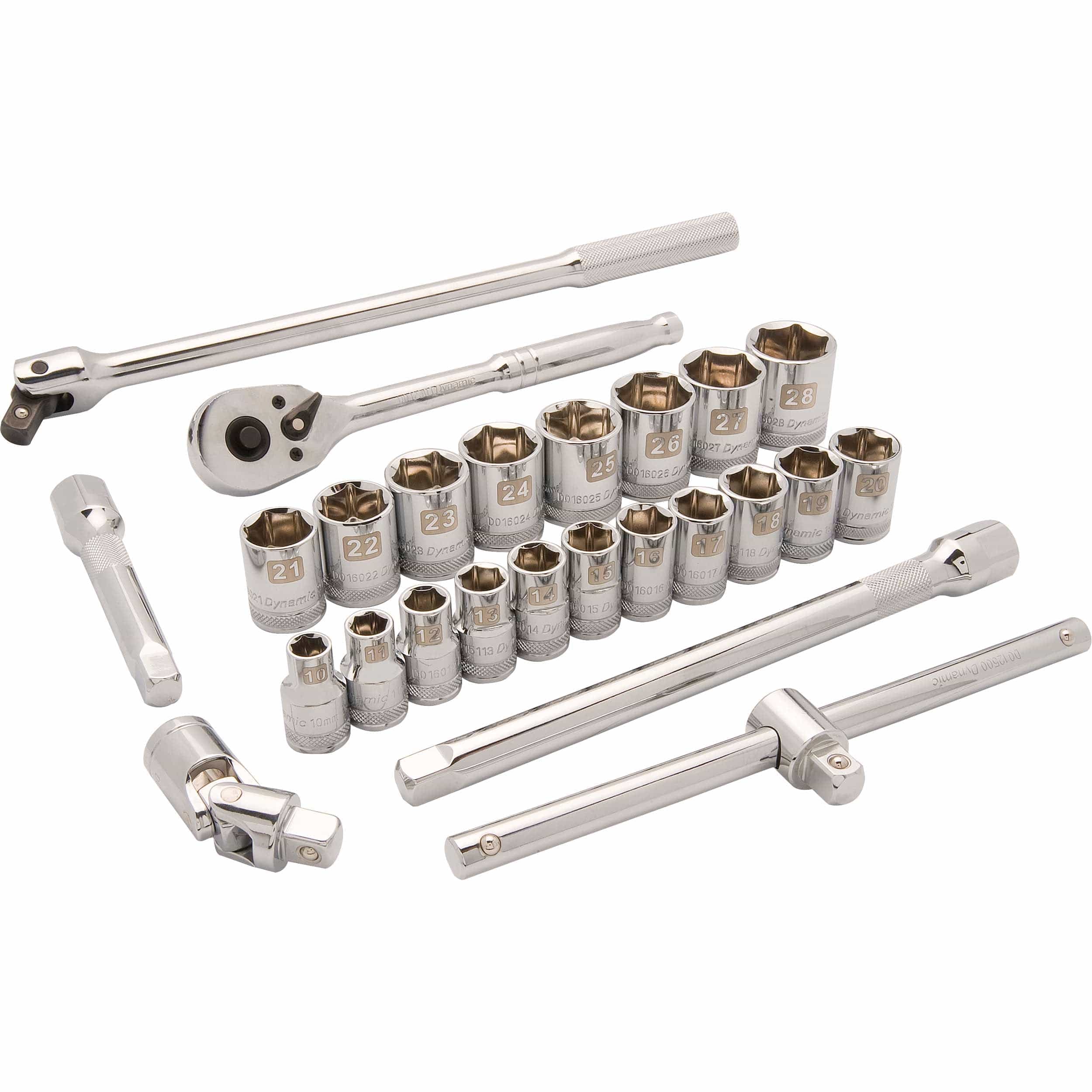 1/2 Inch Drive 25-Piece 6-Point Standard Metric Socket Set (10mm-28mm) - Perfect for Automotive Repairs, DIY Projects & Mechanical Work