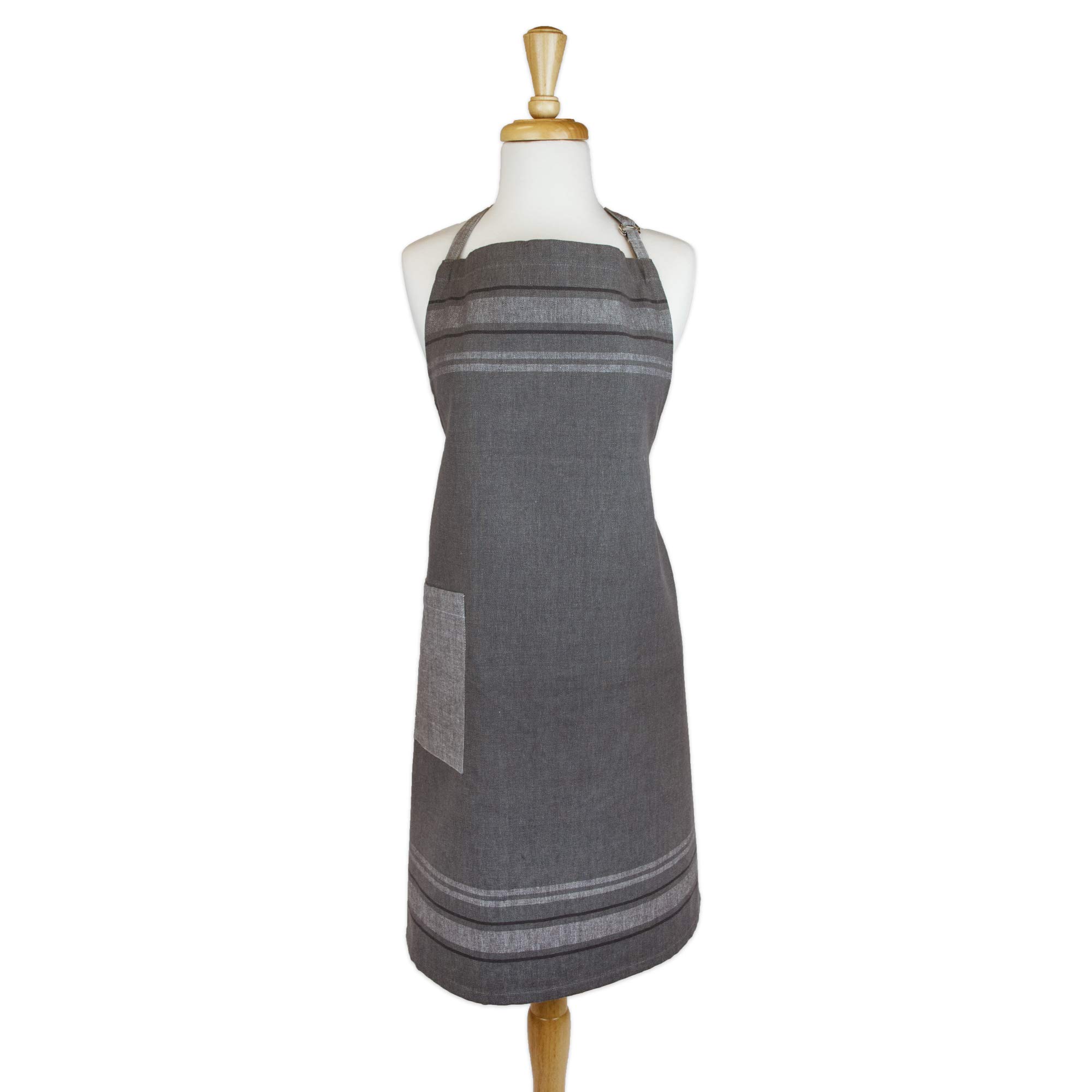 Stylish DII French Stripe Chambray Gray Chef Apron - Premium Kitchen Collection for Cooking, Baking & BBQ - Perfect for Home Chefs & Professional Cooks