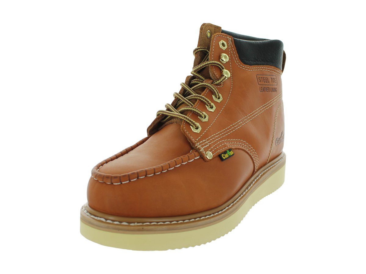 Cactus Men's 6-Inch Steel Toe Work Boots - Waterproof Leather Safety Shoes with Polyurethane Outsole for Construction, Warehouse & Outdoor Work