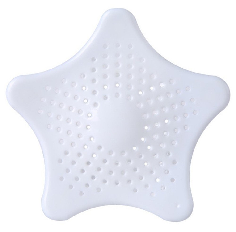 QQtangYA Bath Catcher - Star Shaped Sink & Shower Drain Stopper, Hair Filter Strainer for Bathroom - White, One Size - Perfect for Preventing Clogs in Sinks, Tubs & Showers