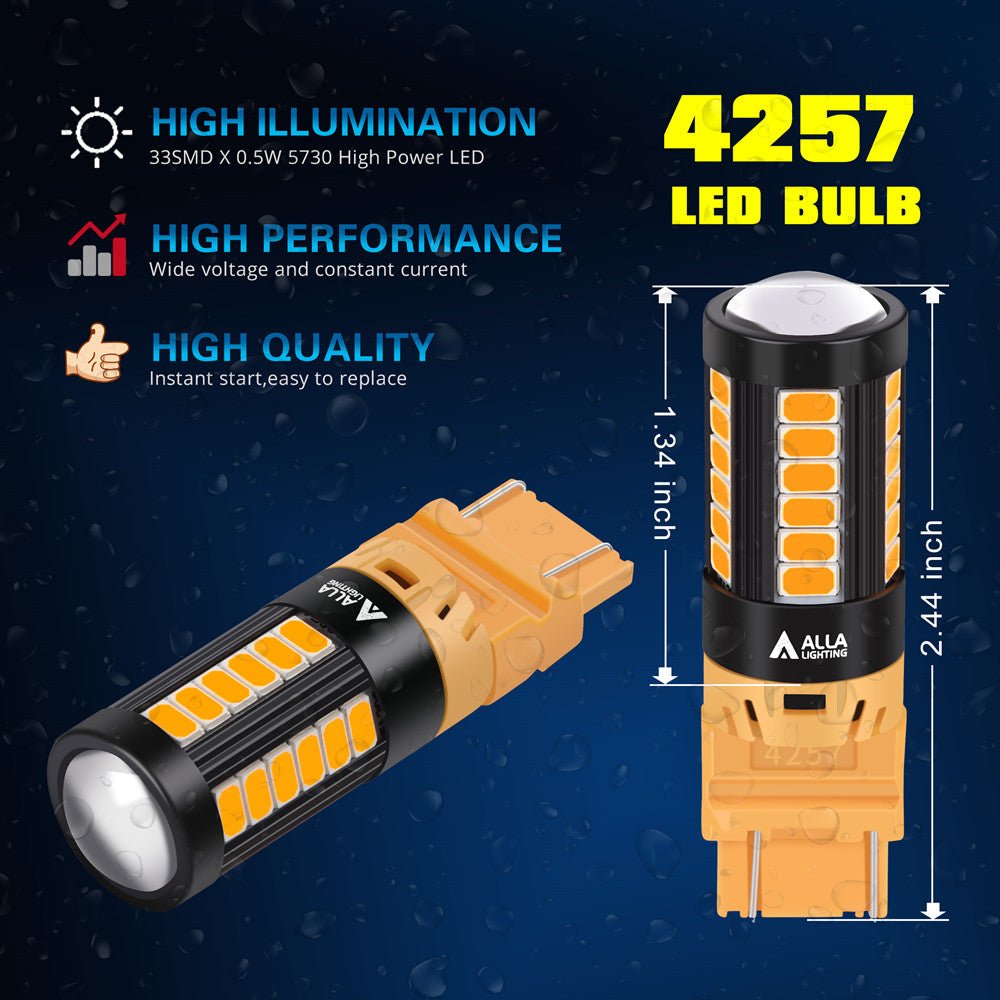 4257NA LED Turn Signal Bulbs - Super Bright Amber Replacement for Cars, Trucks, SUVs - Easy Plug & Play Installation - Perfect for Night Driving and Enhanced Safety