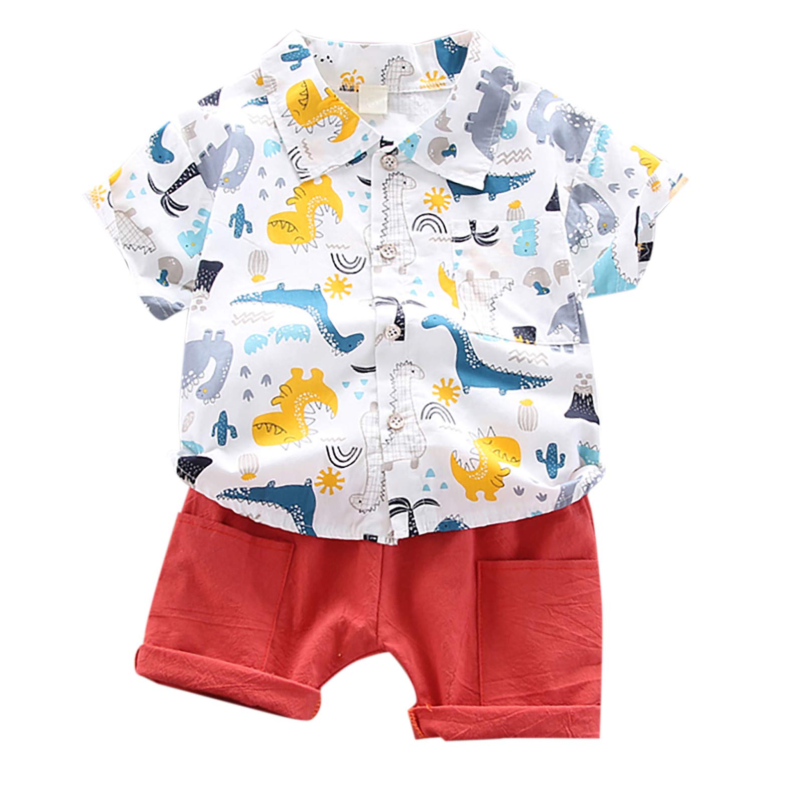 Cartoon Boys Baby T-Shirt & Shorts Set - Summer Outfits for 1-4 Year Olds | Soft Cotton Toddler Clothes | Playtime & Casual Wear (White, Size 110=XL)