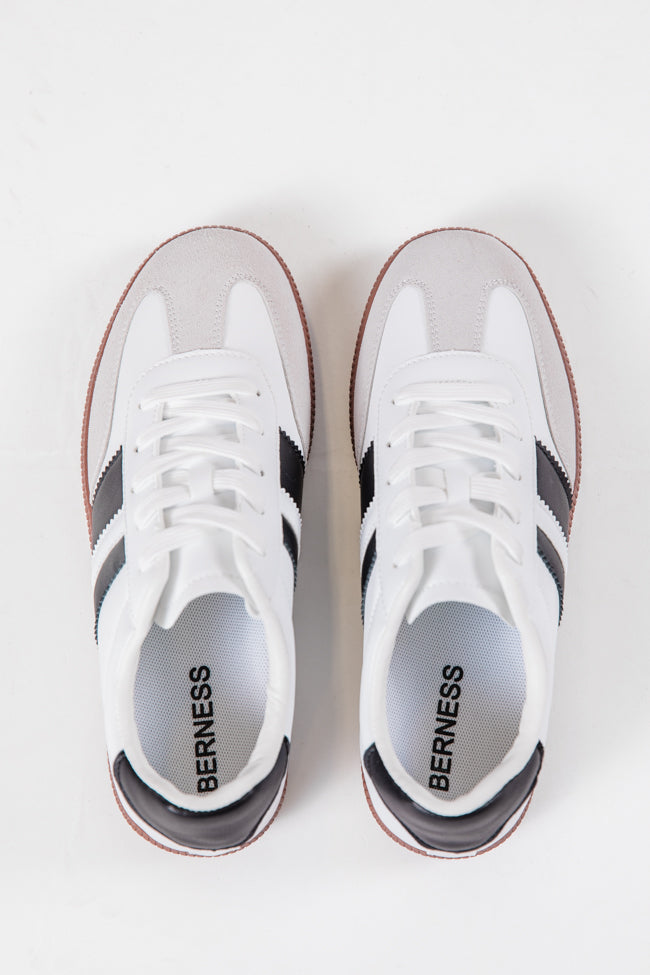 Lunden Double Stripe Black and White Leather Sneakers for Men & Women | Comfortable Casual Walking Shoes | Perfect for Daily Wear, Office & Travel