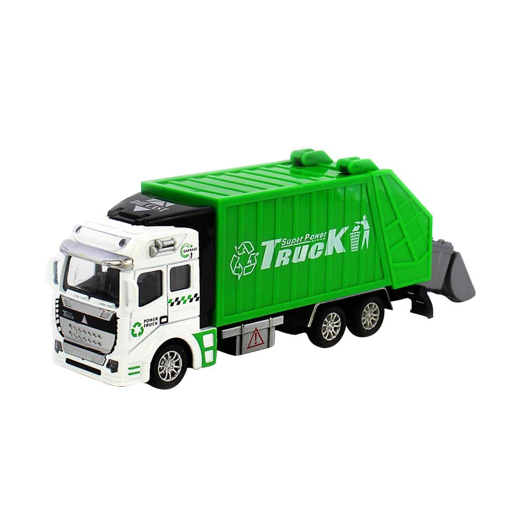 B Baosity Diecast Pull Back Garbage Truck Toy - Sanitation Vehicle Model for Kids, Boys & Girls - Fun Educational Gift for Birthday & Playtime