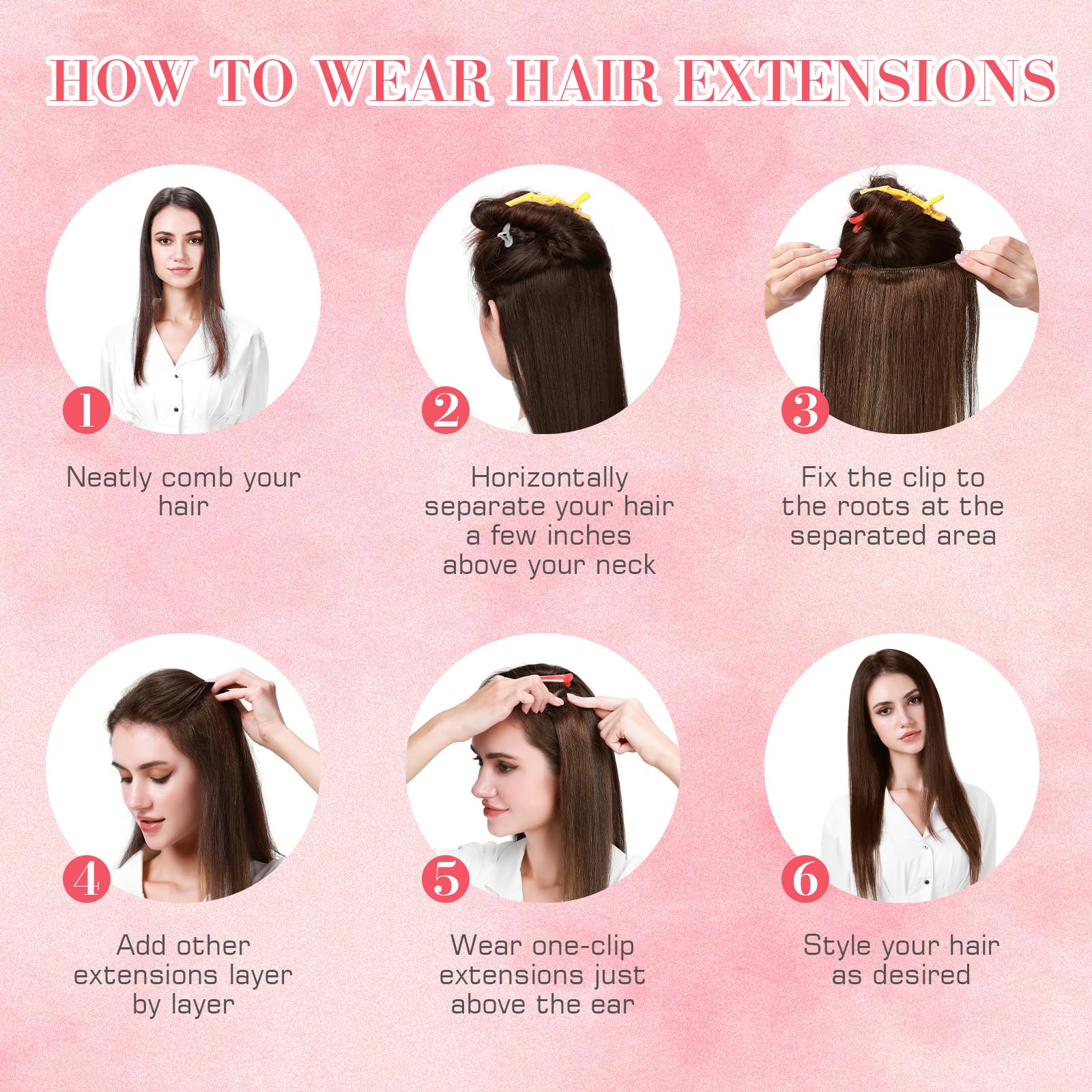 Natural Black Remy Human Hair Clip-In Extensions - 10 Inch Silky Straight Double Weft (8pcs/110g) #1B | Premium Quality Hair Extensions for Women | Perfect for Daily Wear, Parties & Special Occasions